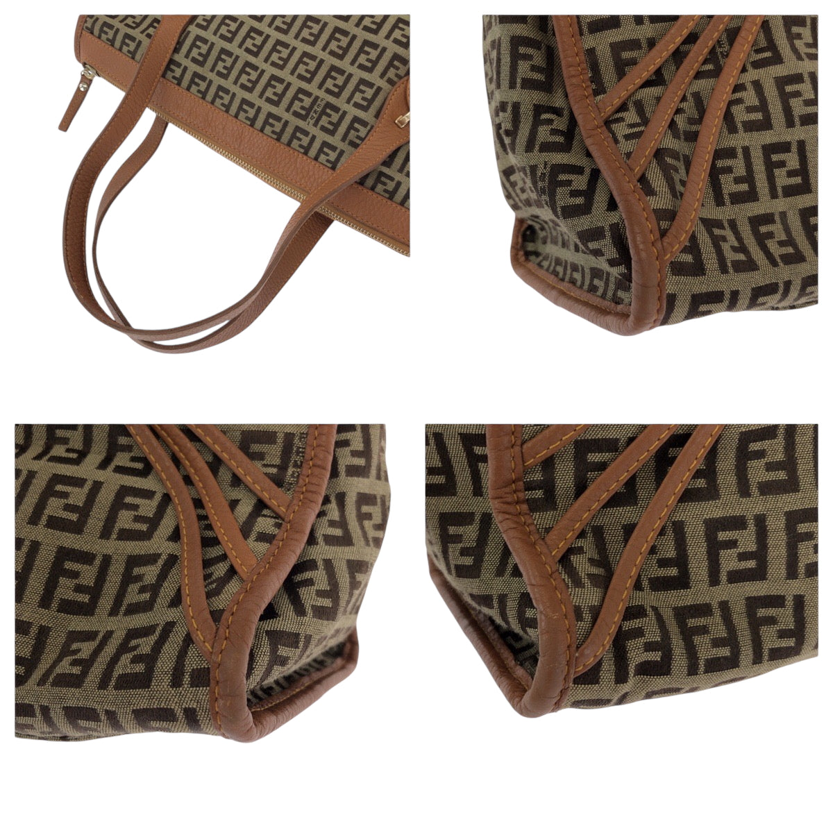 FENDI Tote Bag 8BL070 canvas Brown Zucchino