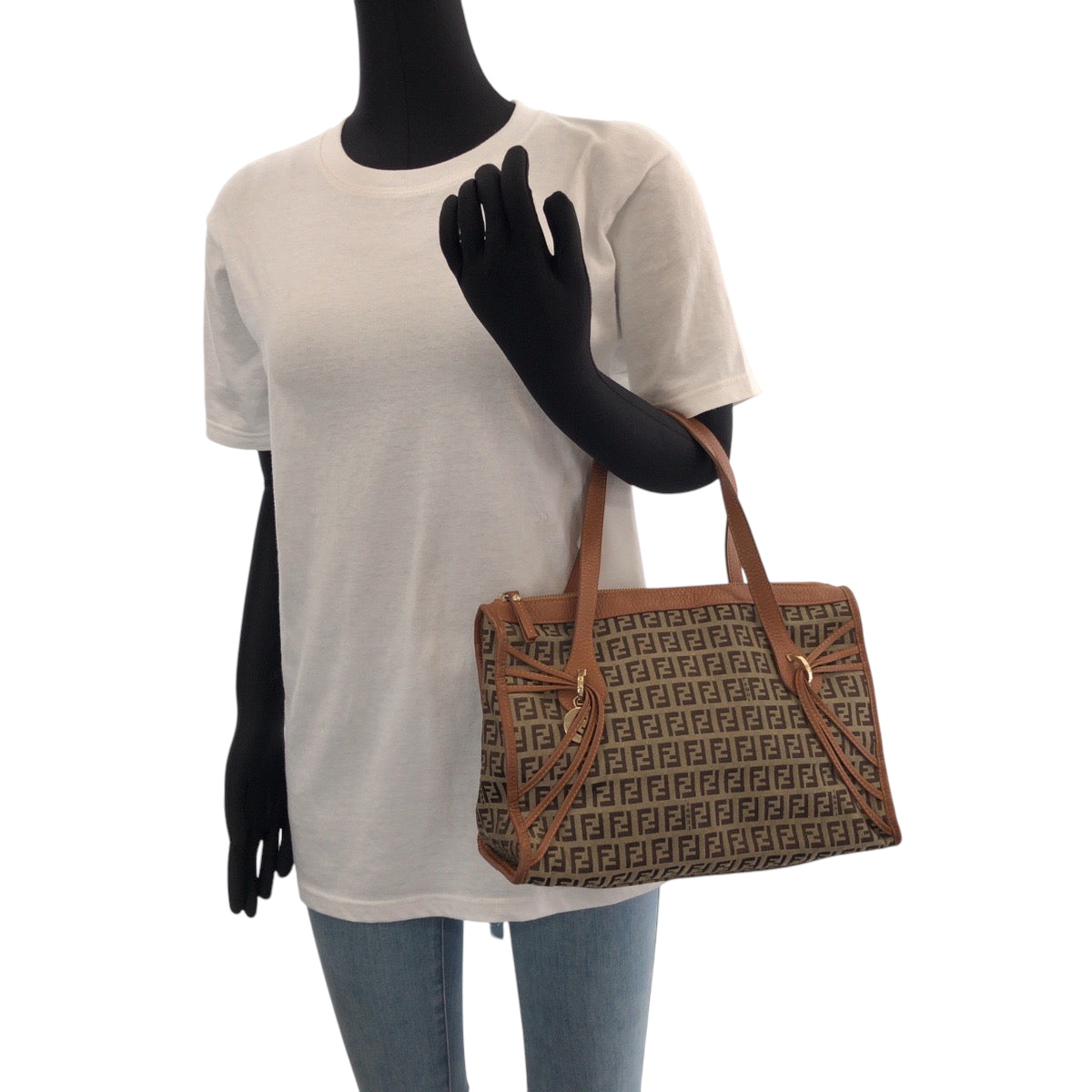 FENDI Tote Bag 8BL070 canvas Brown Zucchino