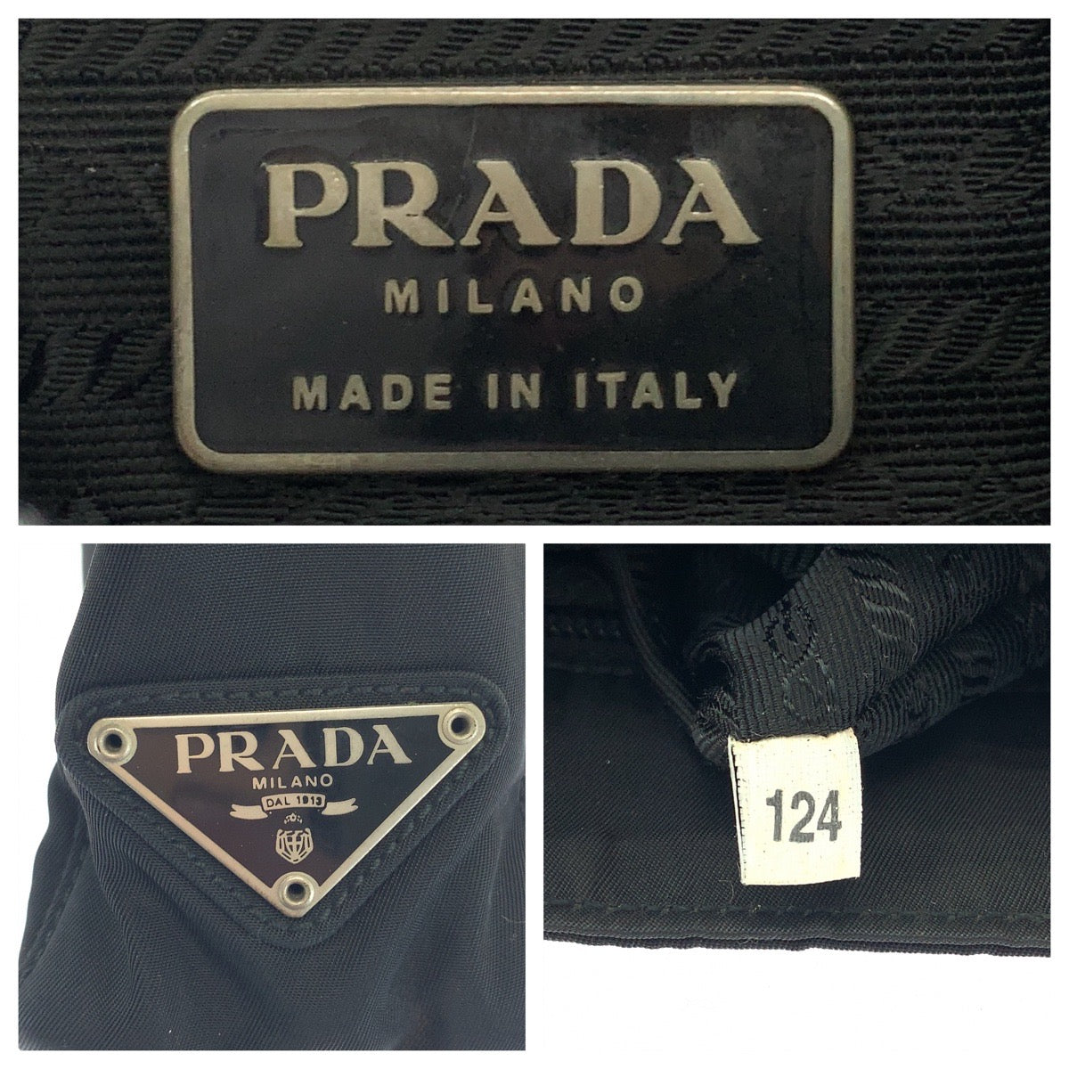 PRADA Tote Bag Nylon Black SilverMetal Test Triangle With logo