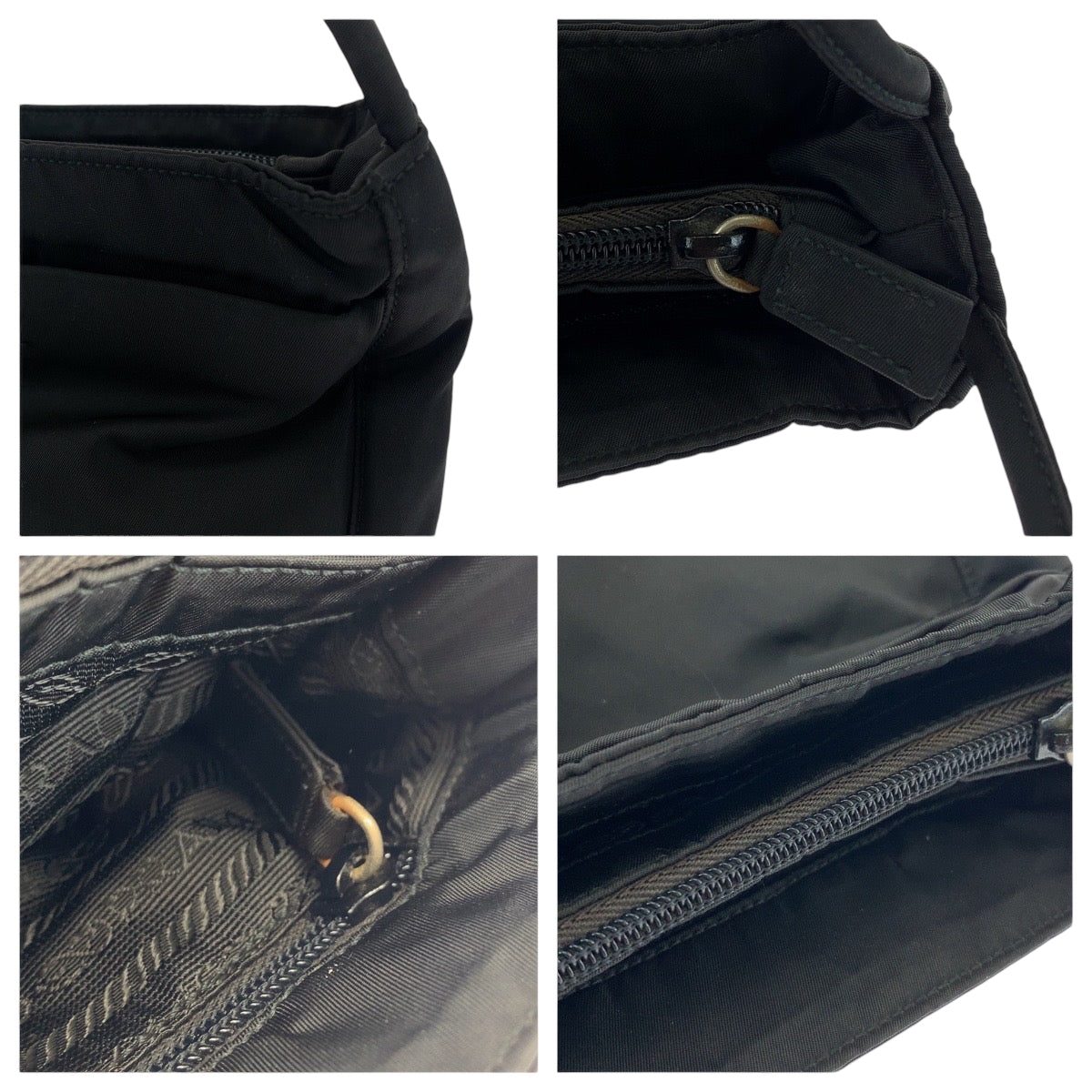 PRADA Tote Bag Nylon Black SilverMetal Test Triangle With logo