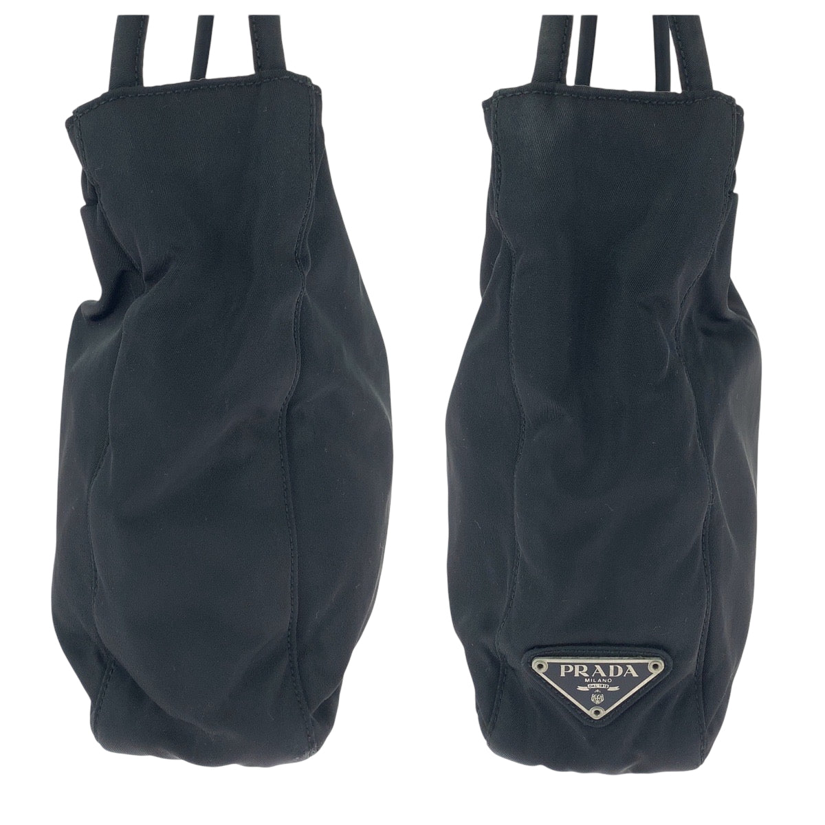 PRADA Tote Bag Nylon Black SilverMetal Test Triangle With logo