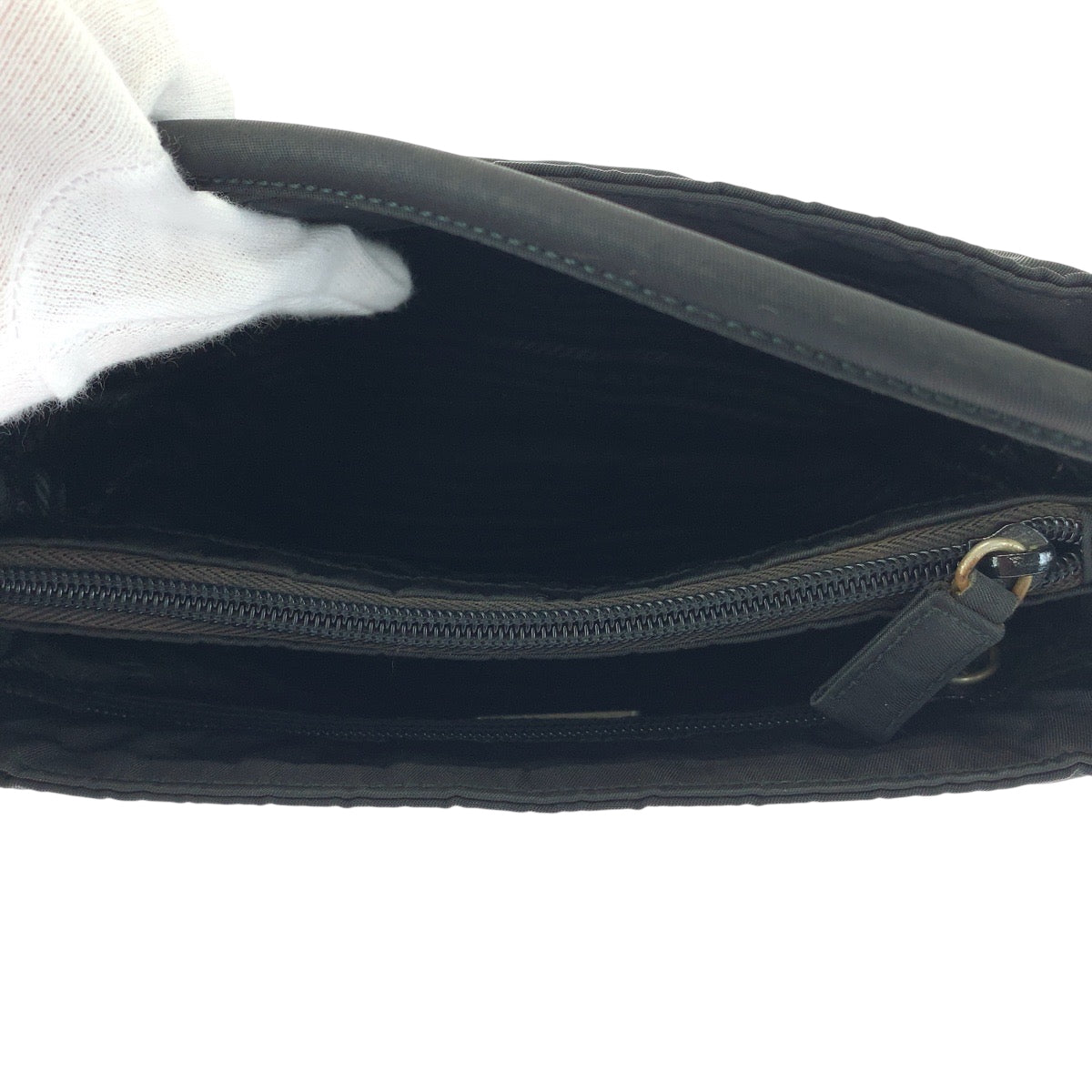 PRADA Tote Bag Nylon Black SilverMetal Test Triangle With logo