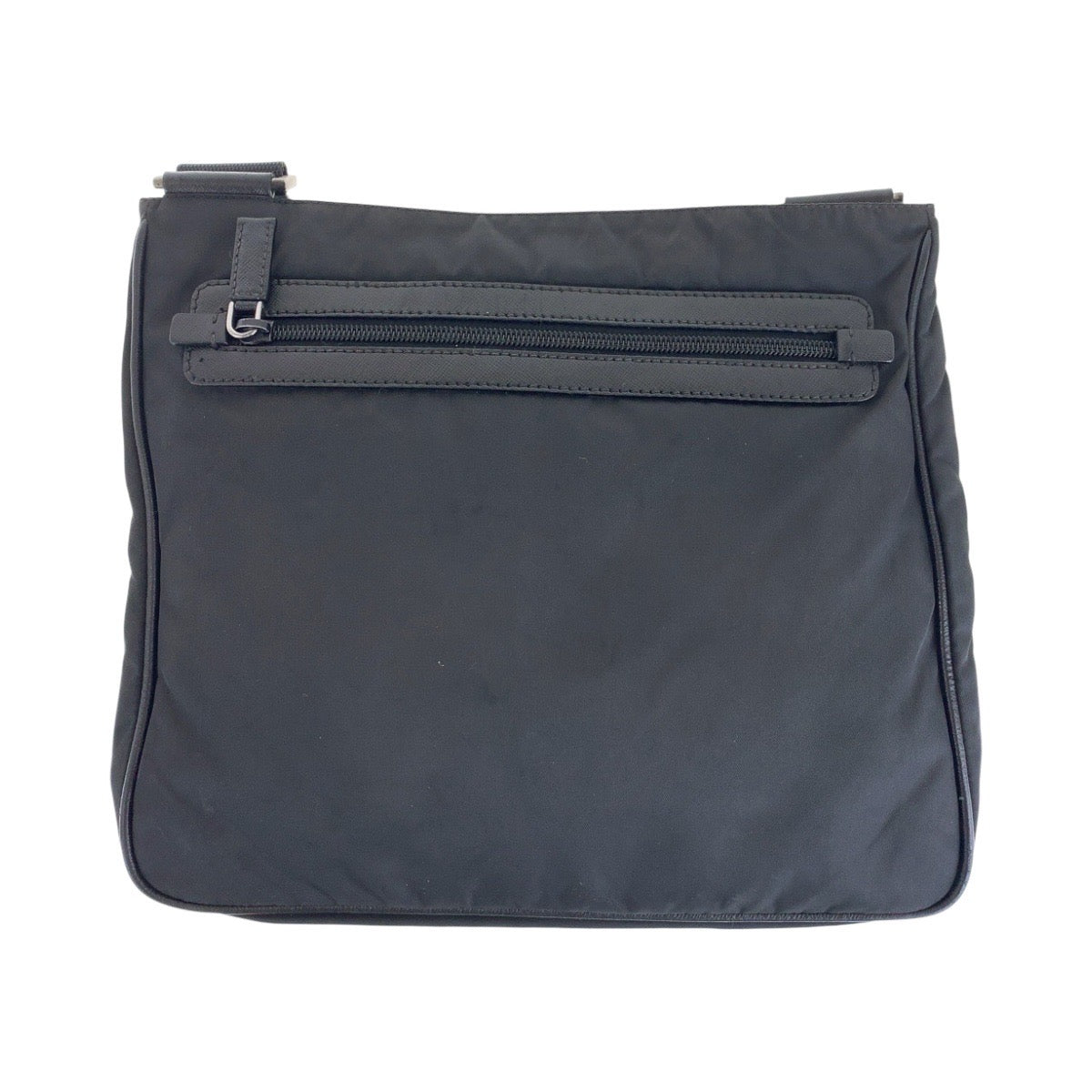 PRADA Shoulder Bag Nylon Black SilverMetal Testo Saffiano Triangle With logo