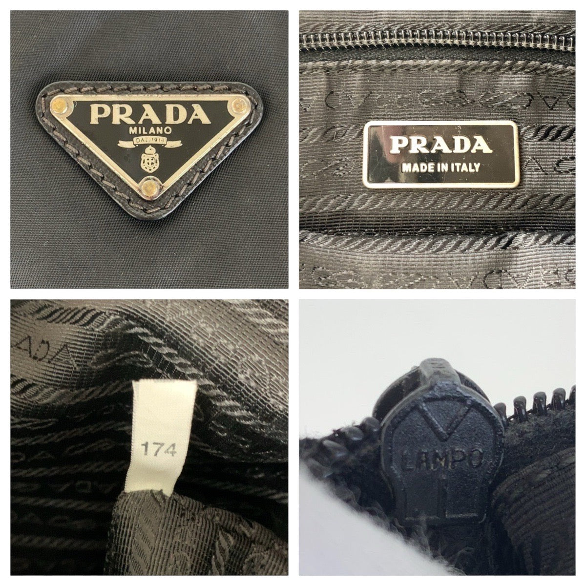 PRADA Shoulder Bag Nylon Black SilverMetal Testo Saffiano Triangle With logo