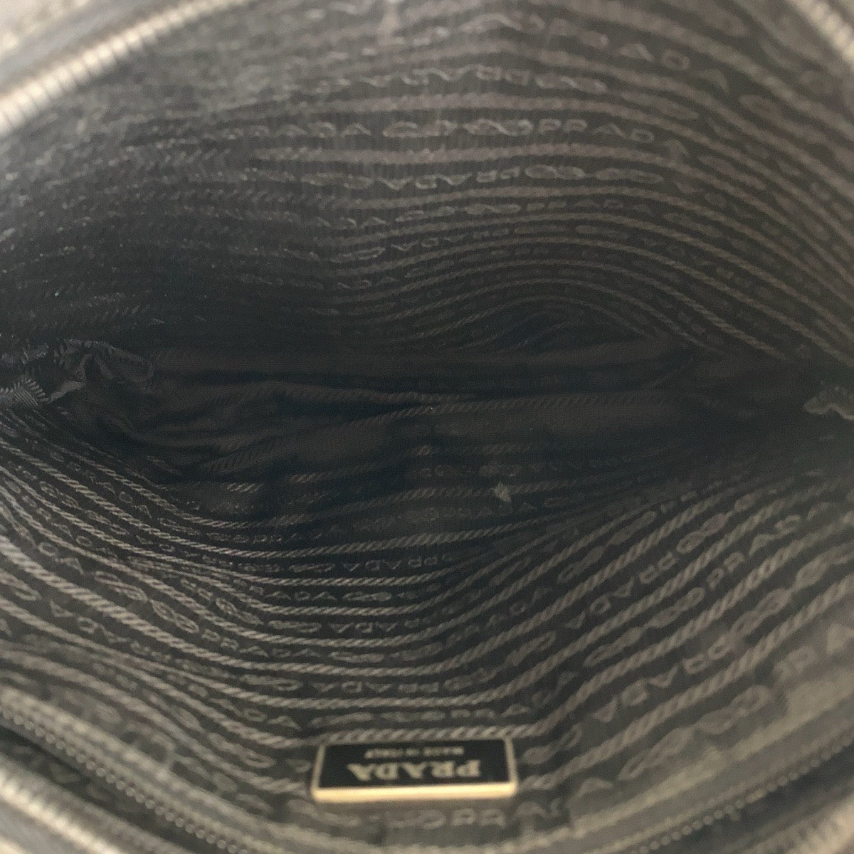 PRADA Shoulder Bag Nylon Black SilverMetal Testo Saffiano Triangle With logo