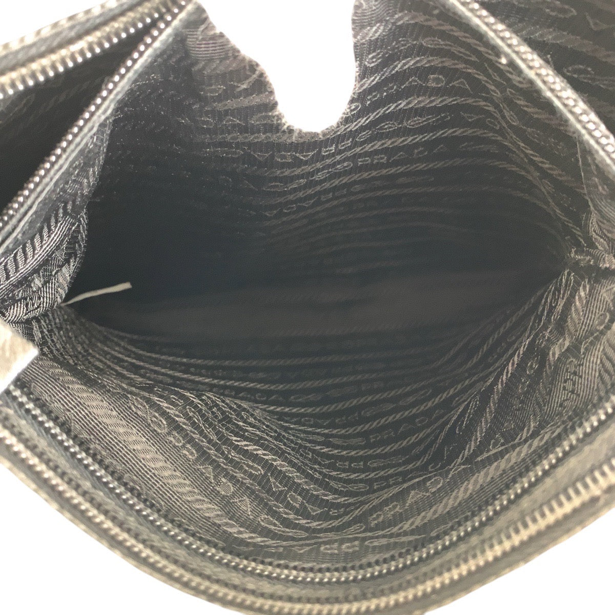 PRADA Shoulder Bag Nylon Black SilverMetal Testo Saffiano Triangle With logo