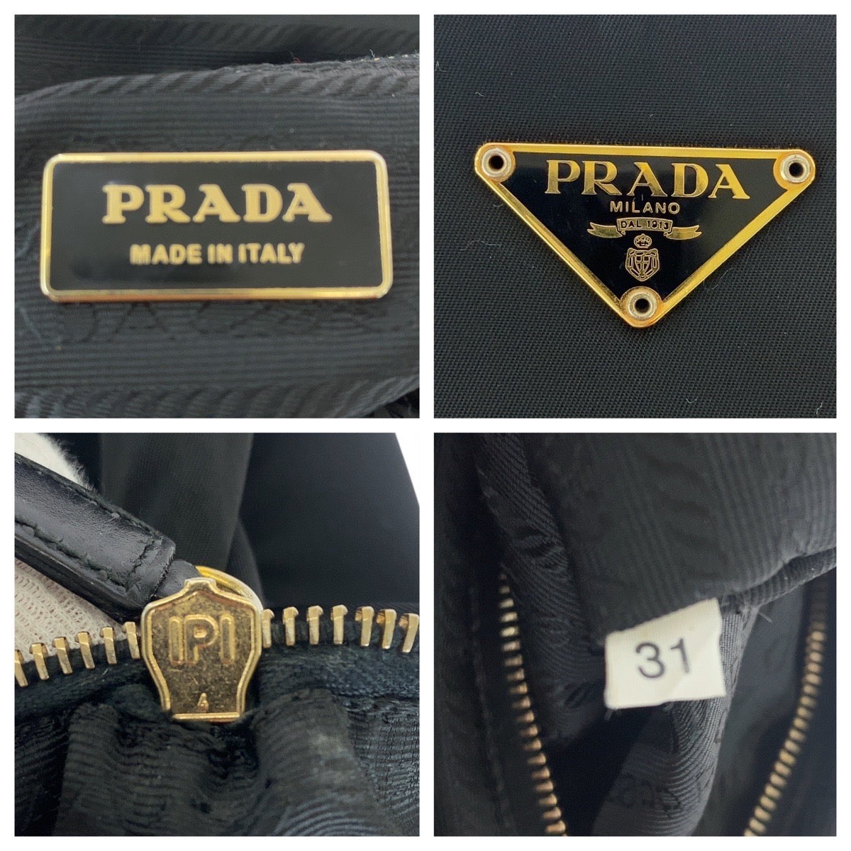 PRADA Tote Bag Nylon Black GoldMetal Test Triangle With logo