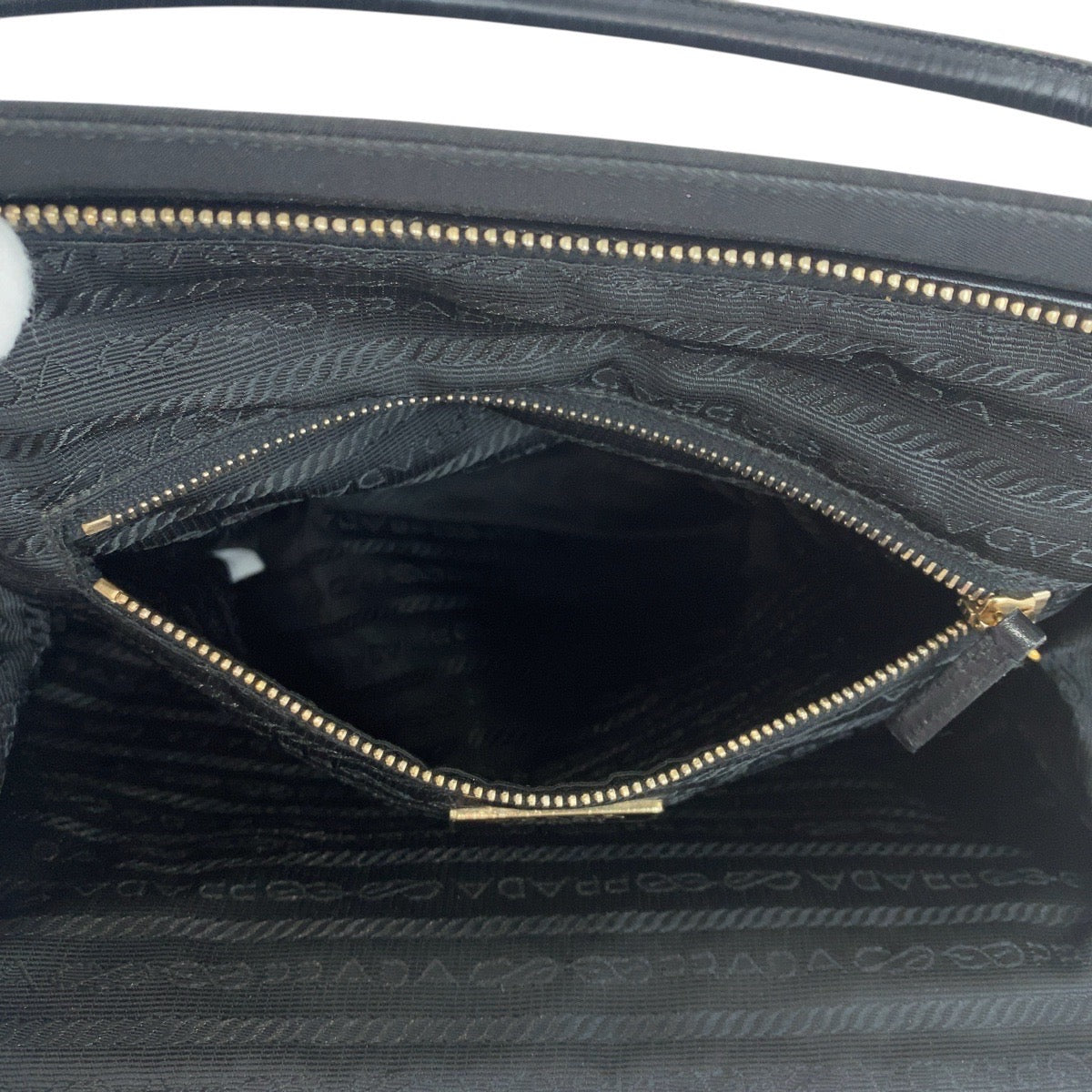 PRADA Tote Bag Nylon Black GoldMetal Test Triangle With logo