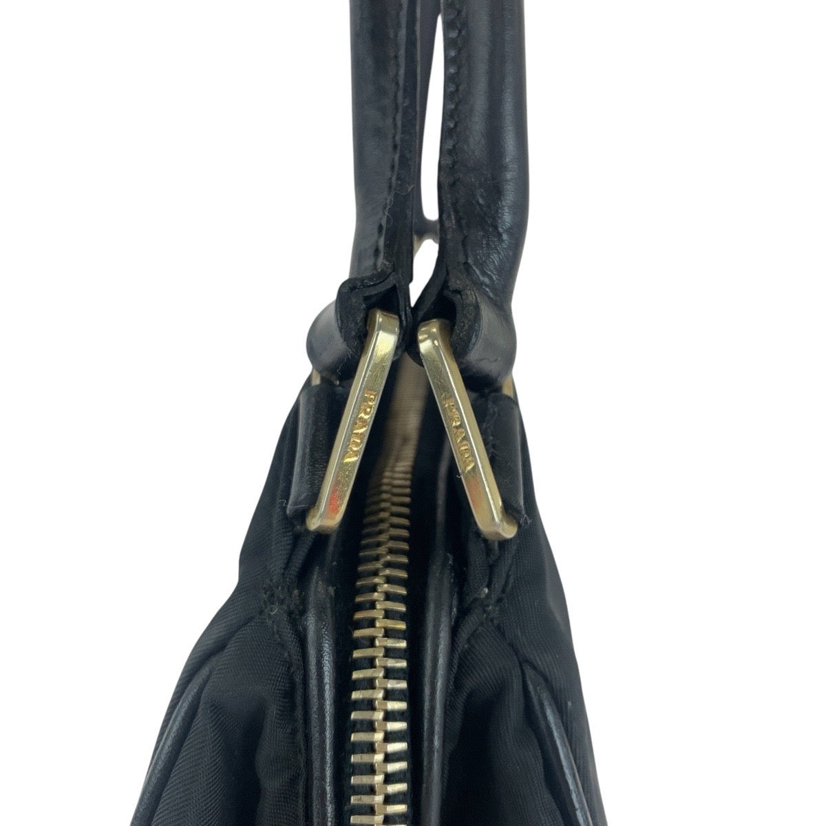 PRADA Tote Bag Nylon Black GoldMetal Test Triangle With logo