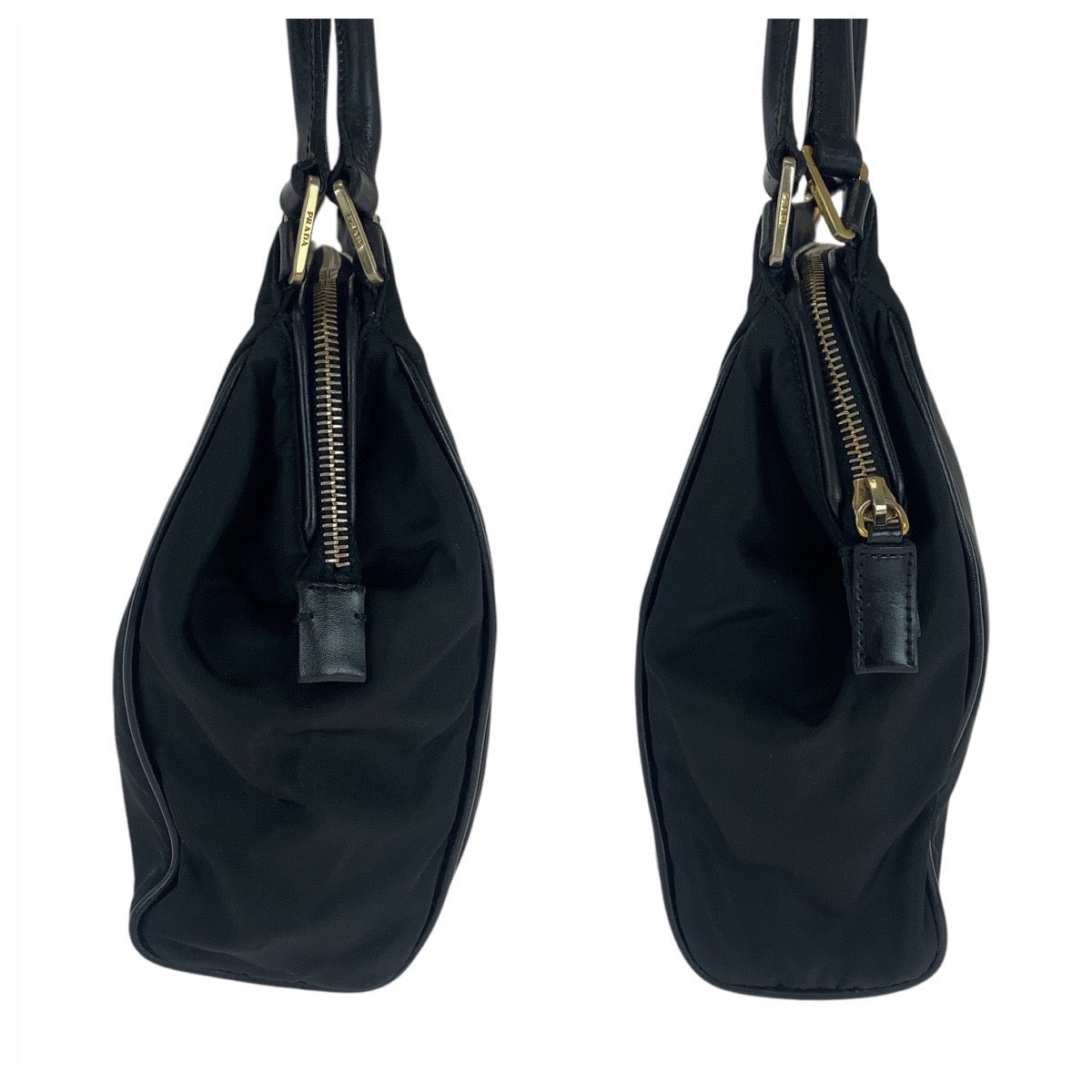 PRADA Tote Bag Nylon Black GoldMetal Test Triangle With logo
