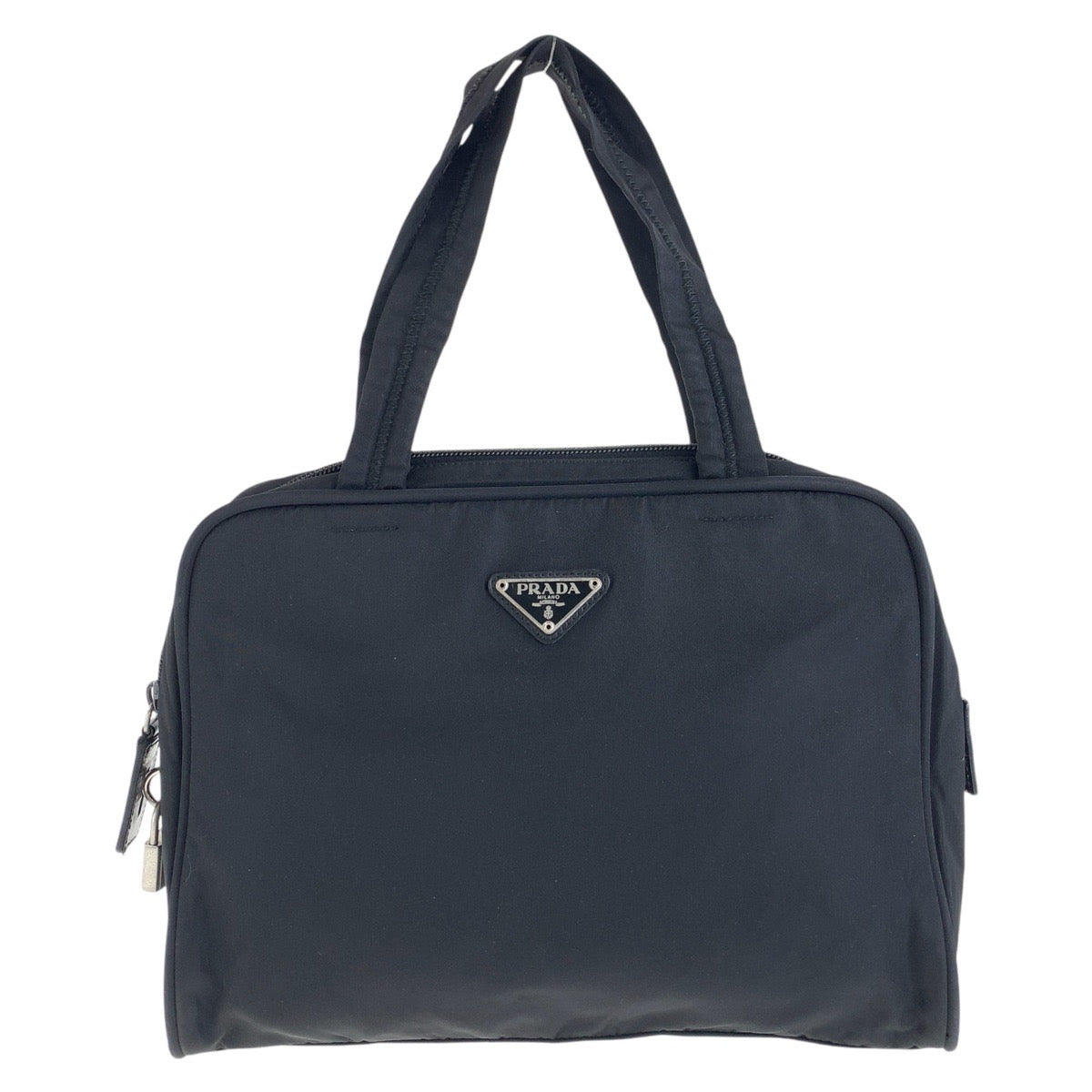 PRADA Tote Bag Nylon Black SilverMetal Test Triangle With logo