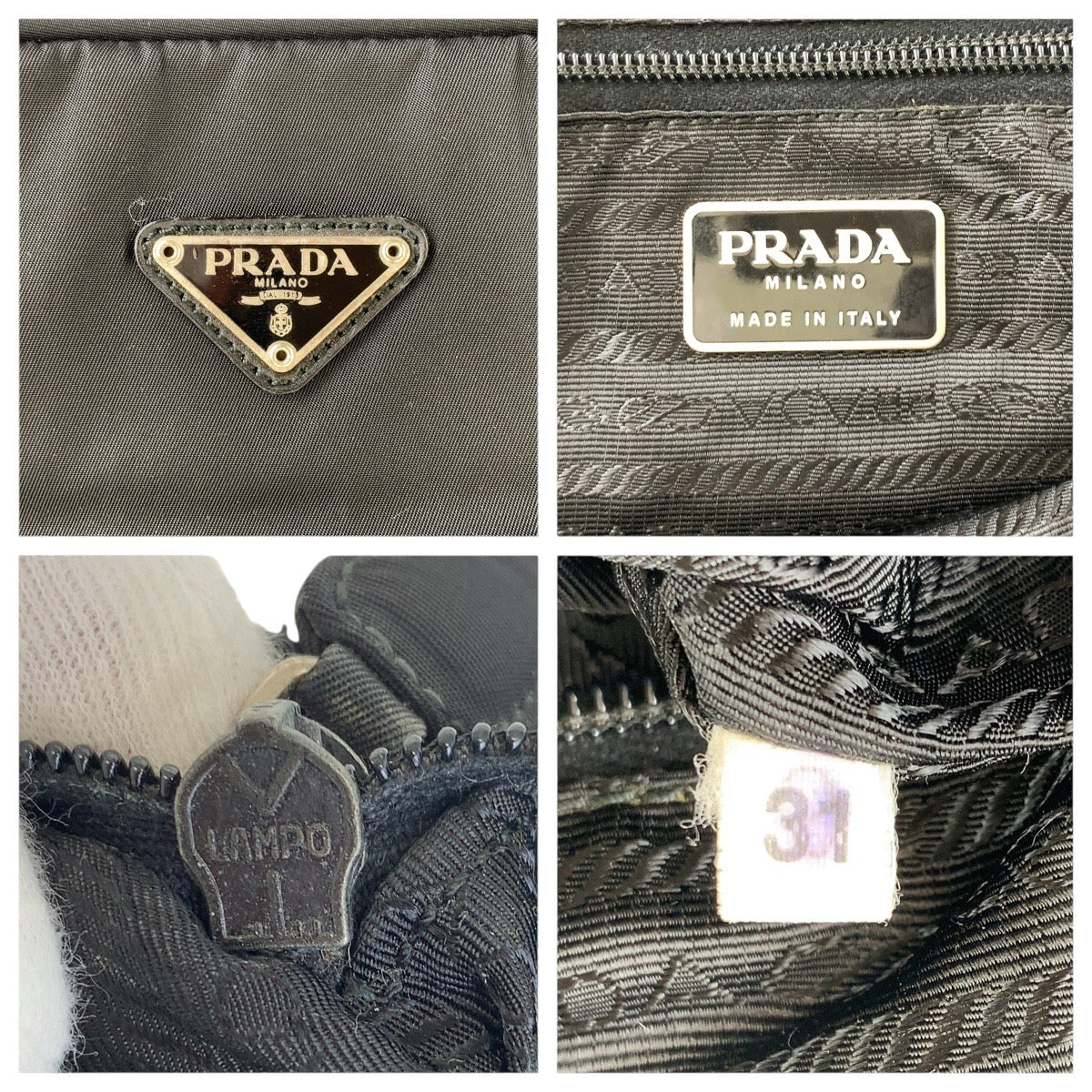 PRADA Tote Bag Nylon Black SilverMetal Test Triangle With logo