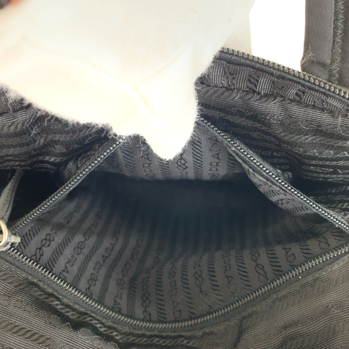 PRADA Tote Bag Nylon Black SilverMetal Test Triangle With logo