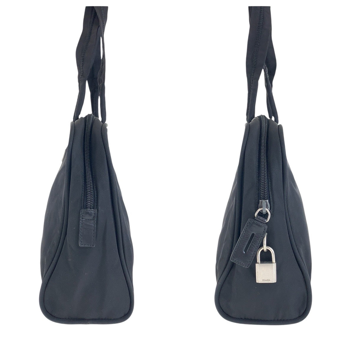 PRADA Tote Bag Nylon Black SilverMetal Test Triangle With logo