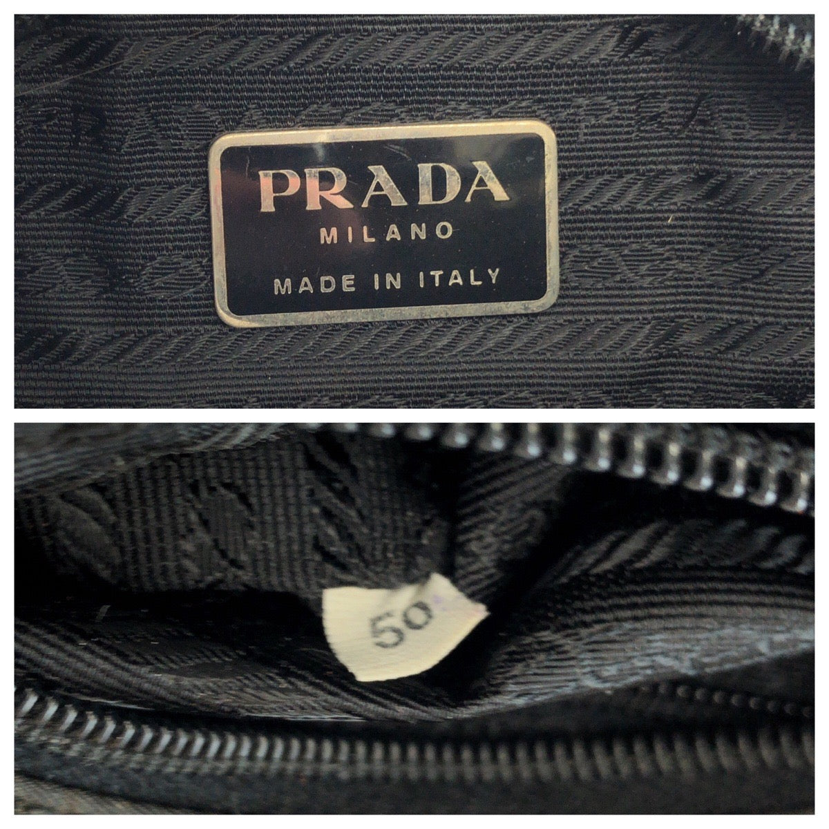 PRADA Tote Bag Nylon Black SilverMetal Test