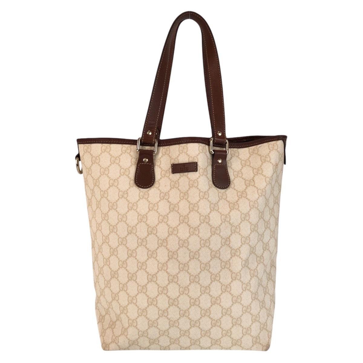 GUCCI Tote Bag 189896 GG Supreme Canvas Beige Ivory Brown