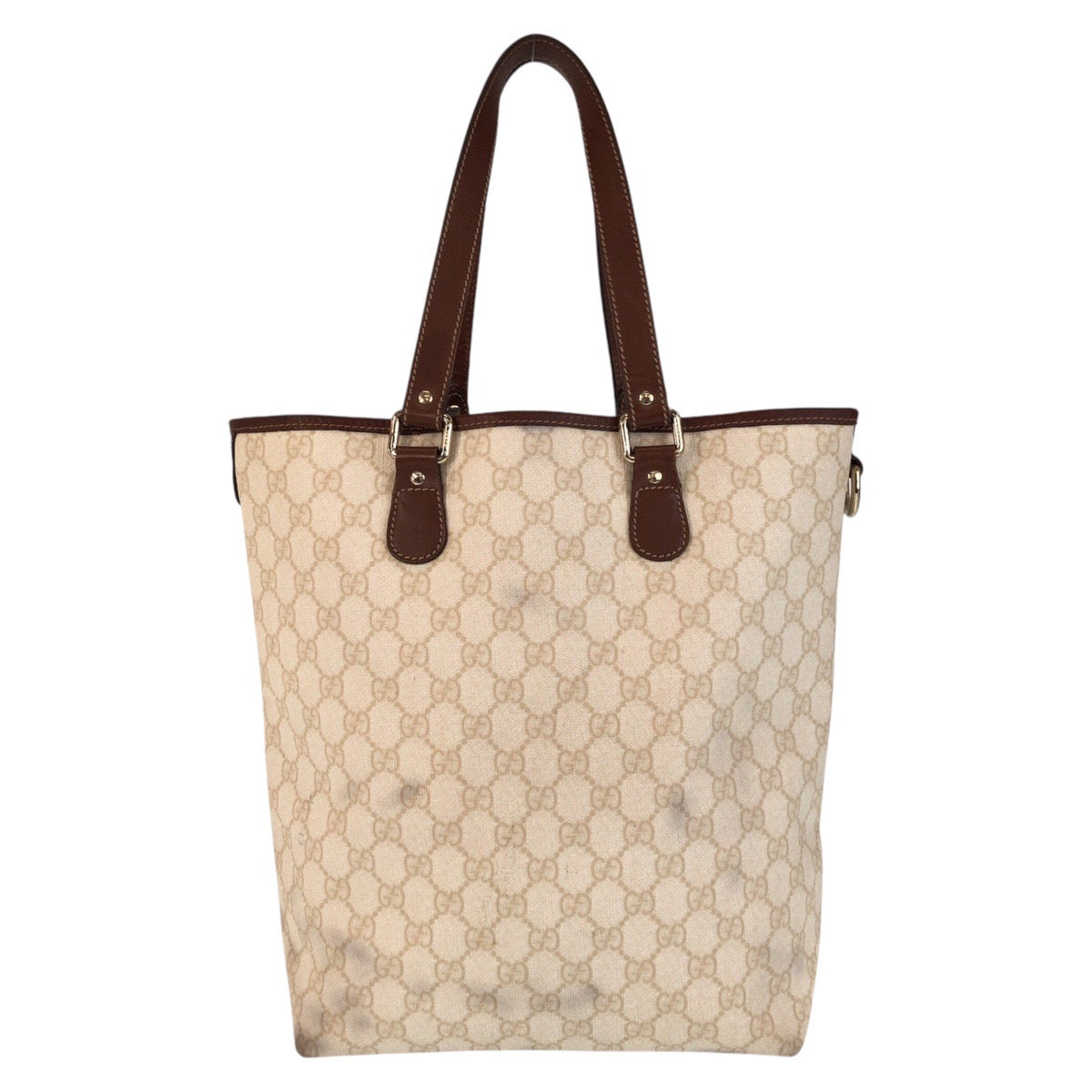 GUCCI Tote Bag 189896 GG Supreme Canvas Beige Ivory Brown