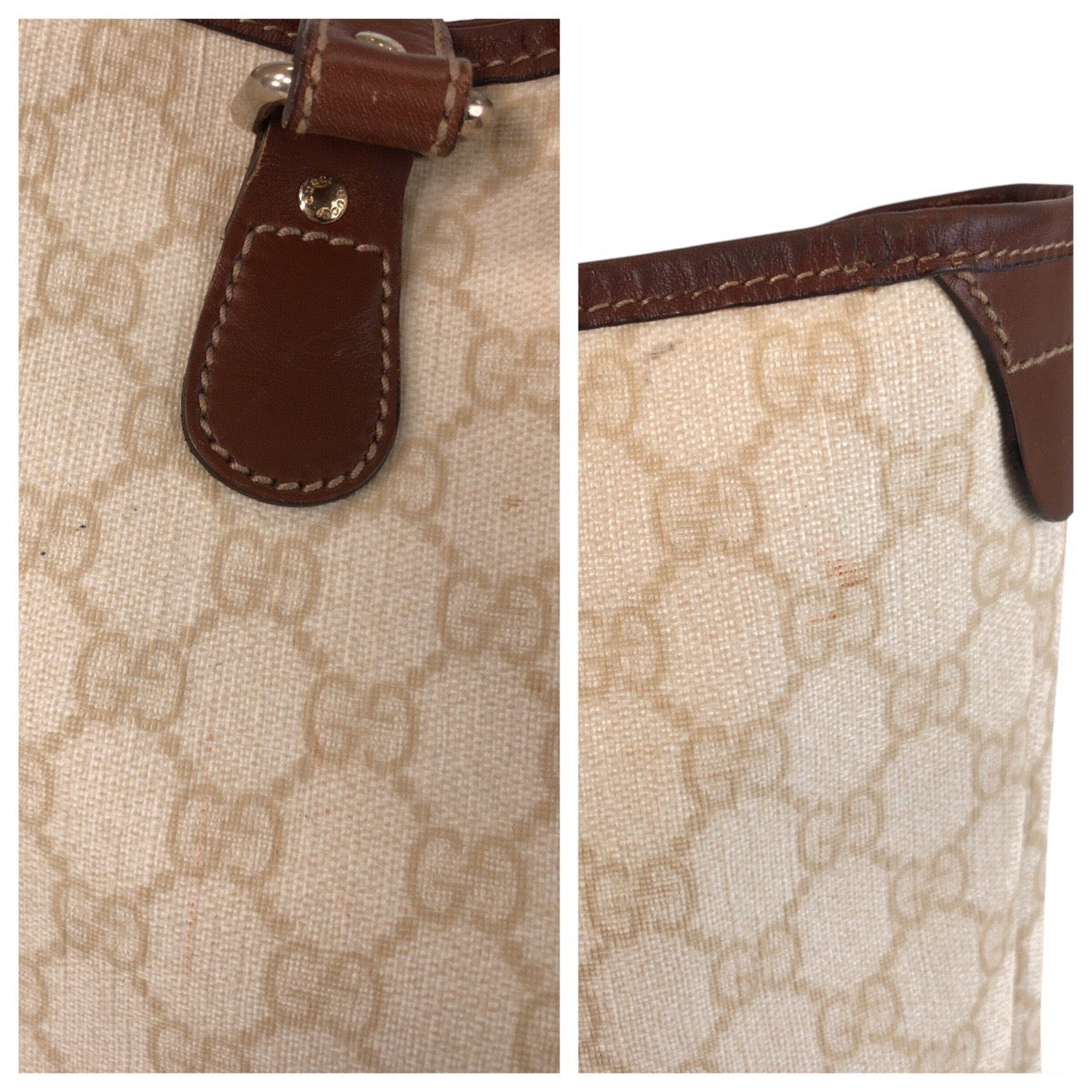 GUCCI Tote Bag 189896 GG Supreme Canvas Beige Ivory Brown