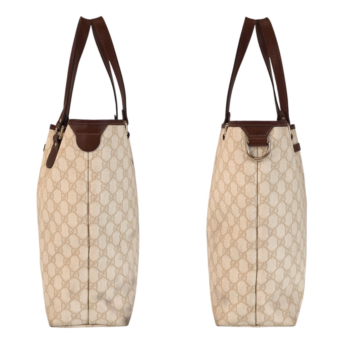 GUCCI Tote Bag 189896 GG Supreme Canvas Beige Ivory Brown