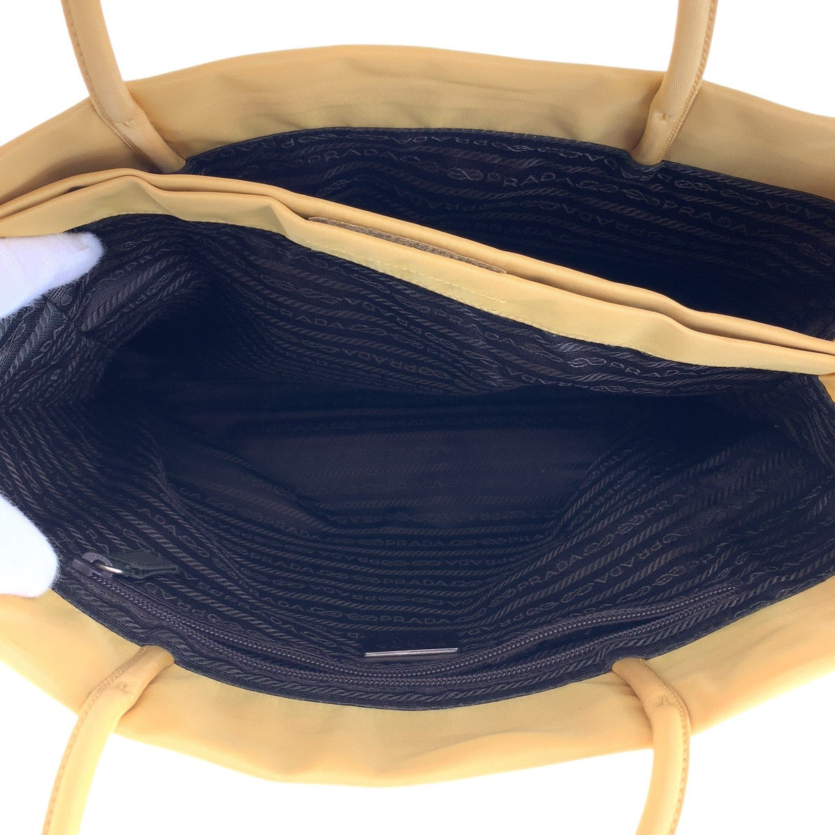 PRADA Tote Bag Nylon Yellow SilverMetal Test Triangle With logo
