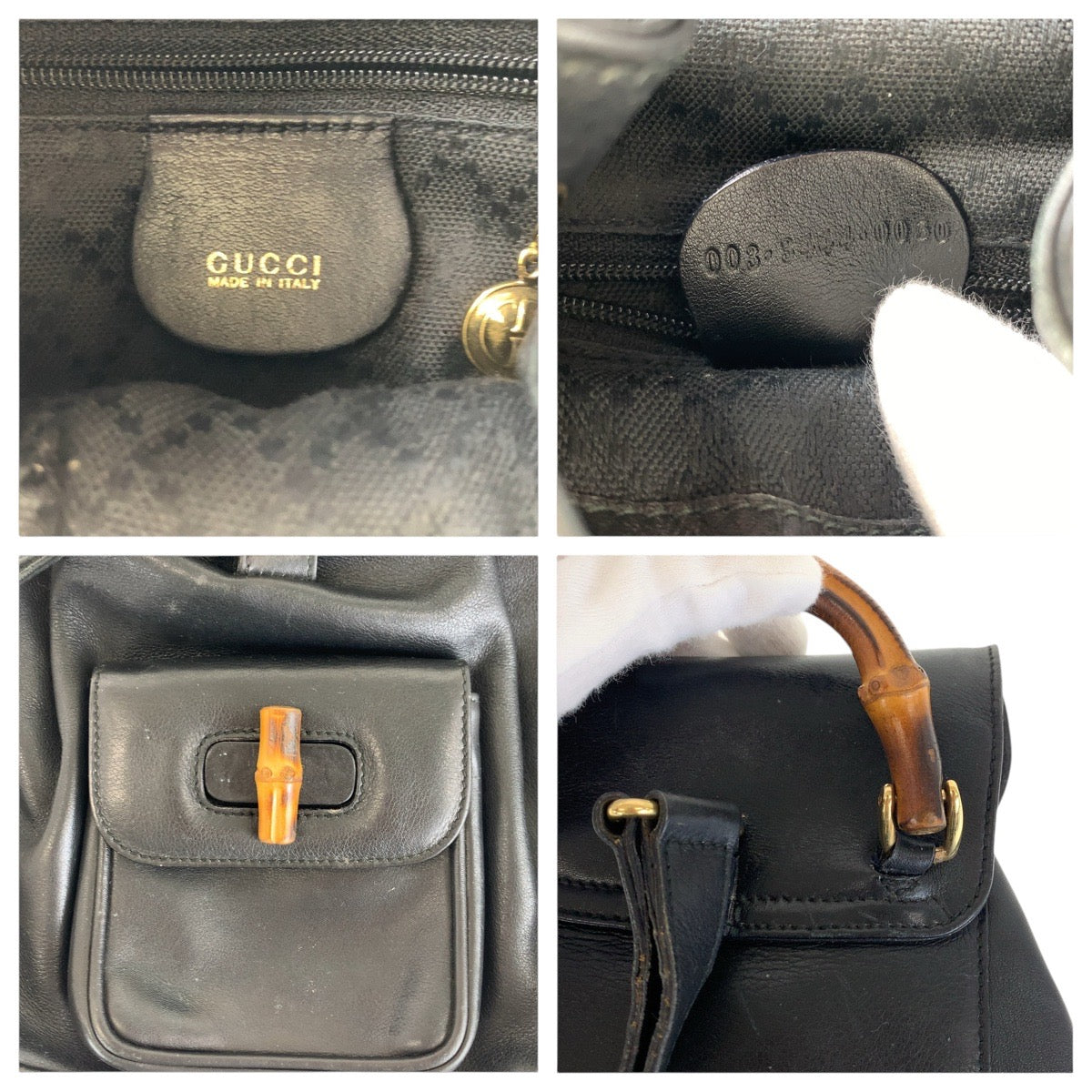 GUCCI Backpack 003 3444 0030 leather black Bamboo