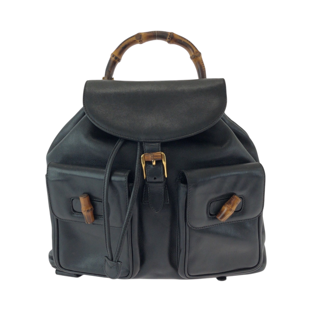 GUCCI Backpack 003 2058 0016 leather Black Brown Bamboo Old Gucci