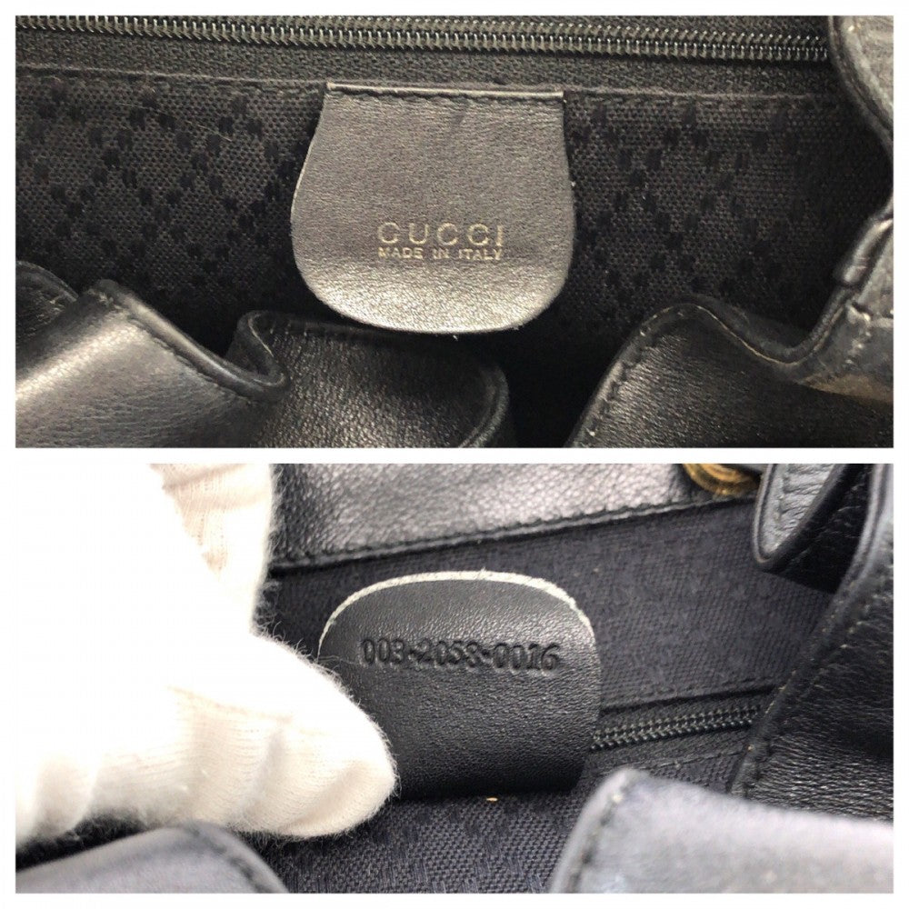 GUCCI Backpack 003 2058 0016 leather Black Brown Bamboo Old Gucci