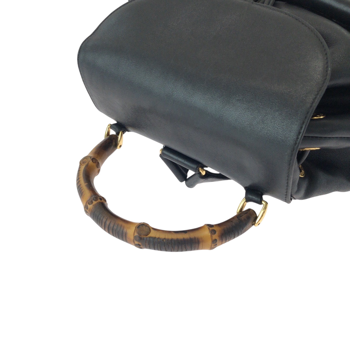 GUCCI Backpack 003 2058 0016 leather Black Brown Bamboo Old Gucci