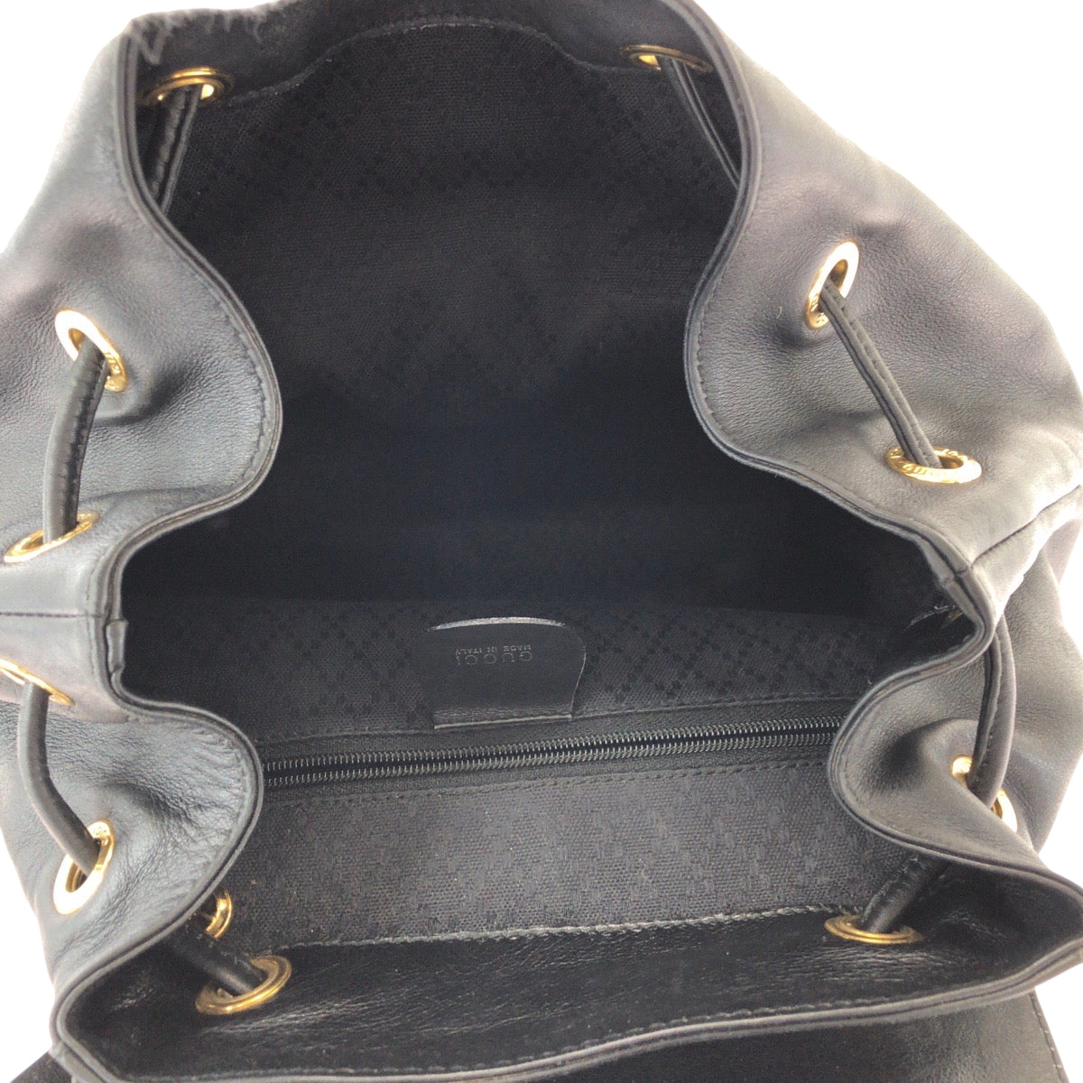 GUCCI Backpack 003 2058 0016 leather Black Brown Bamboo Old Gucci