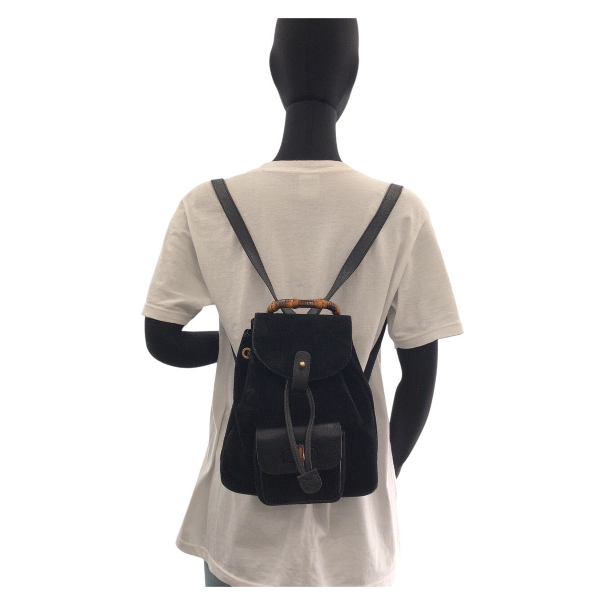 GUCCI Backpack 003 1705 Suede Black GoldMetal Bamboo