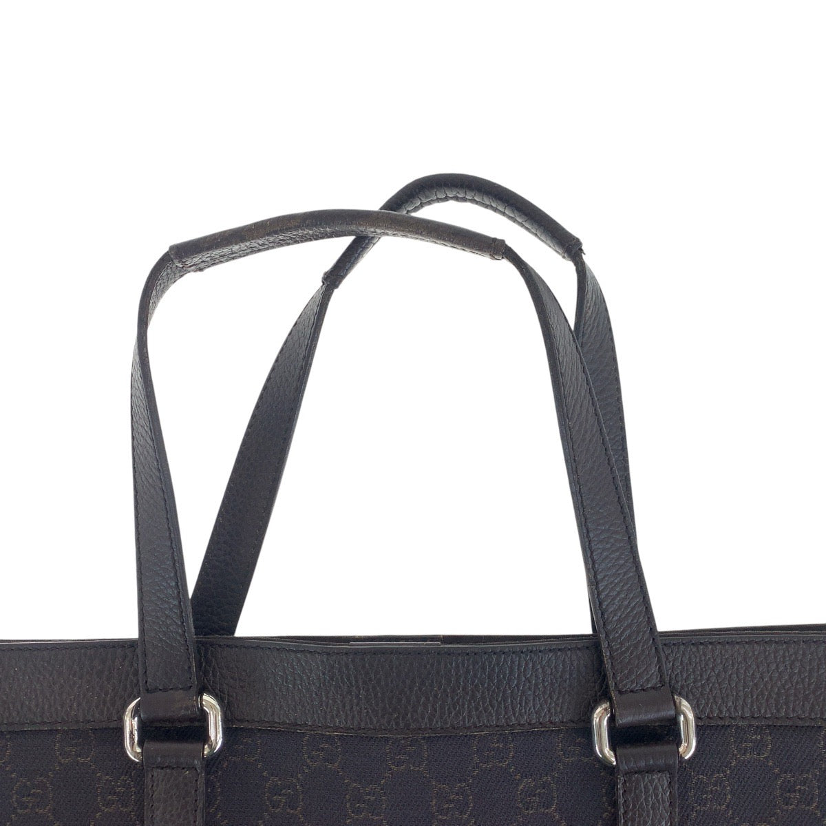 GUCCI Tote Bag 308410 GG canvas Brown Silver Metal