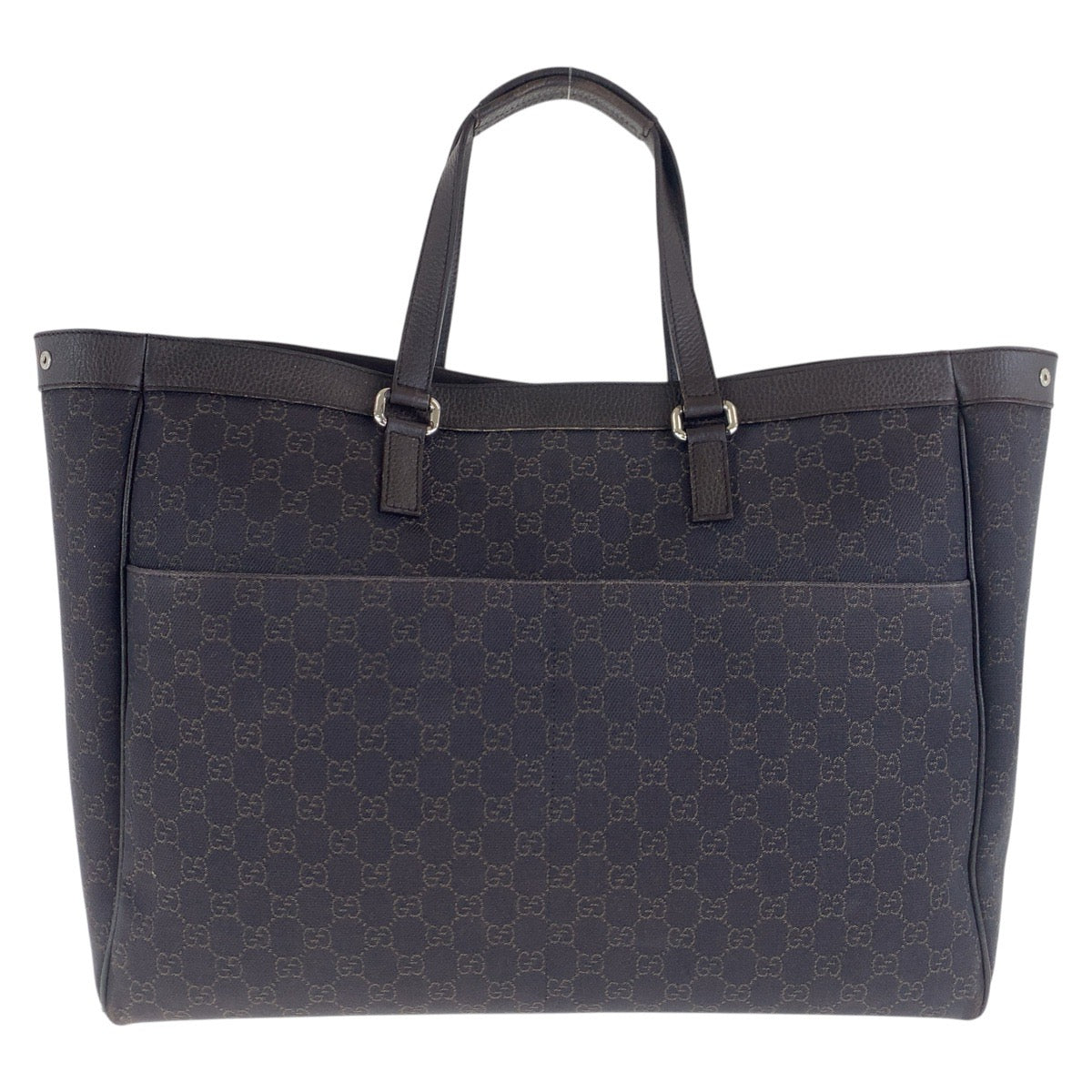 GUCCI Tote Bag 308410 GG canvas Brown Silver Metal