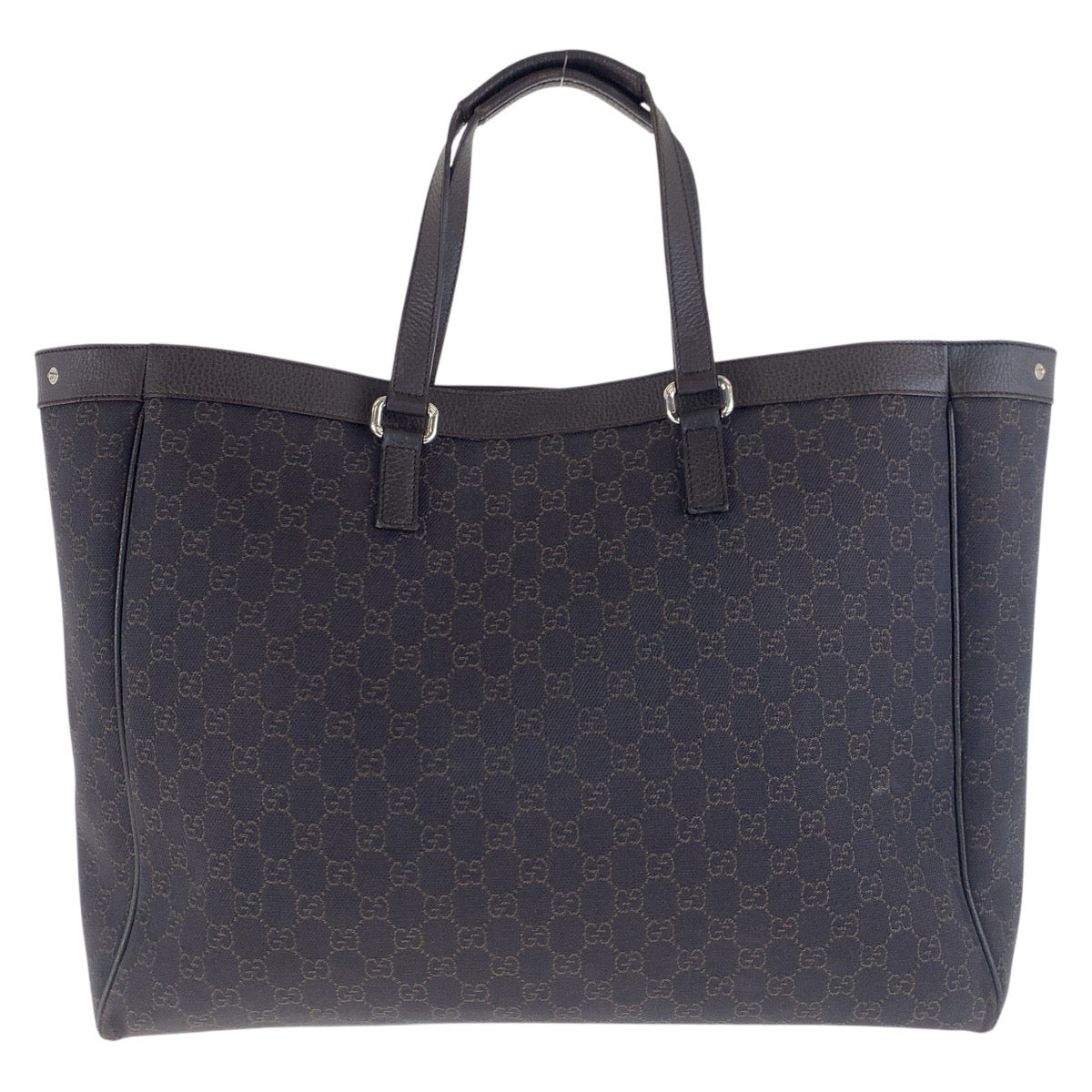 GUCCI Tote Bag 308410 GG canvas Brown Silver Metal