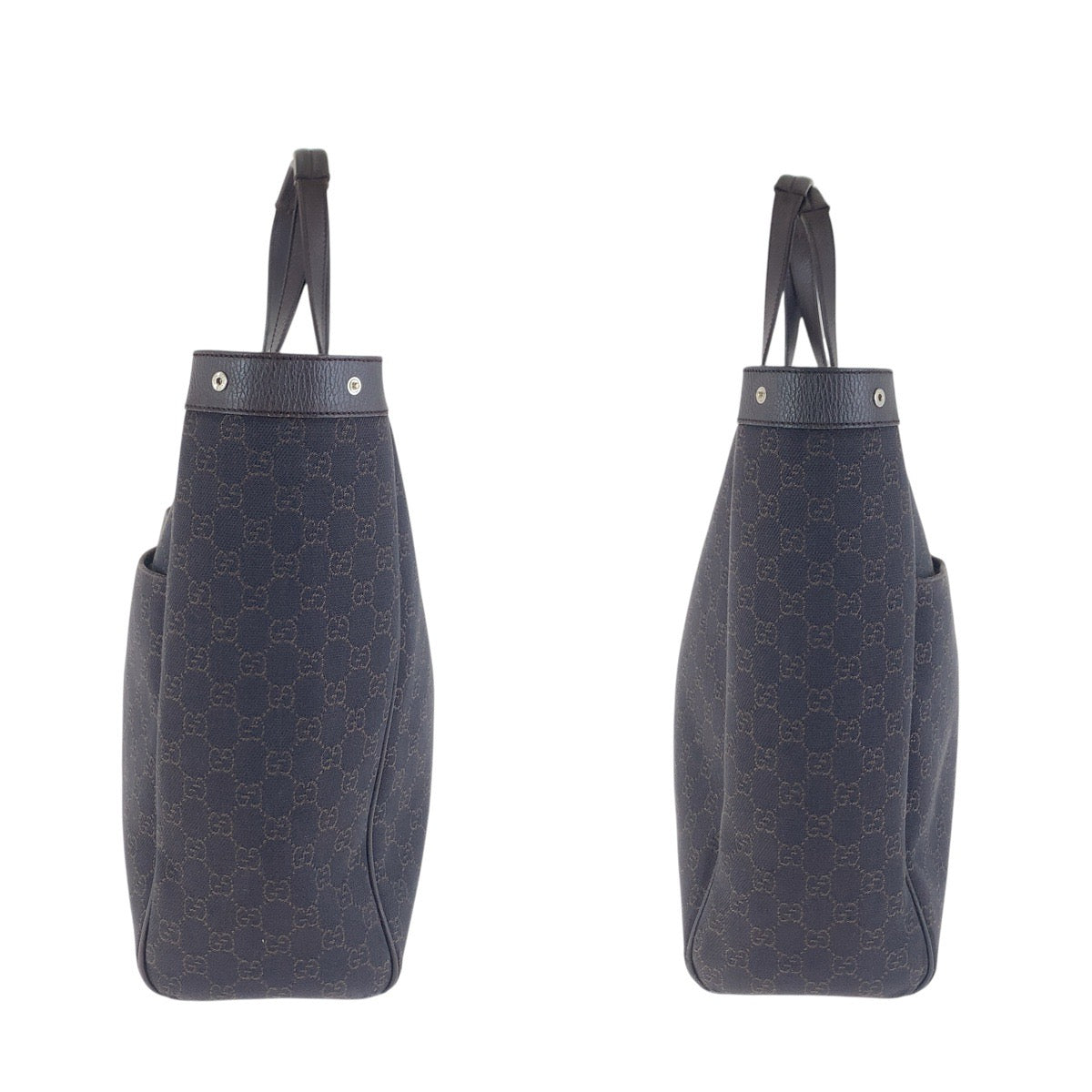 GUCCI Tote Bag 308410 GG canvas Brown Silver Metal