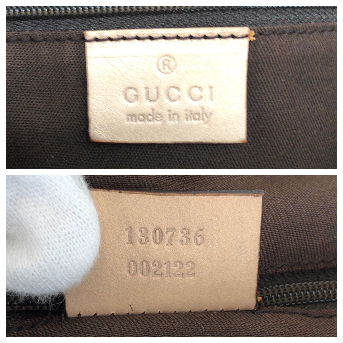 GUCCI Tote Bag 130736 GG canvas Beige Gold Metal Abbey