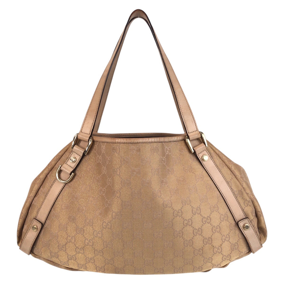 GUCCI Tote Bag 130736 GG canvas Beige Gold Metal Abbey