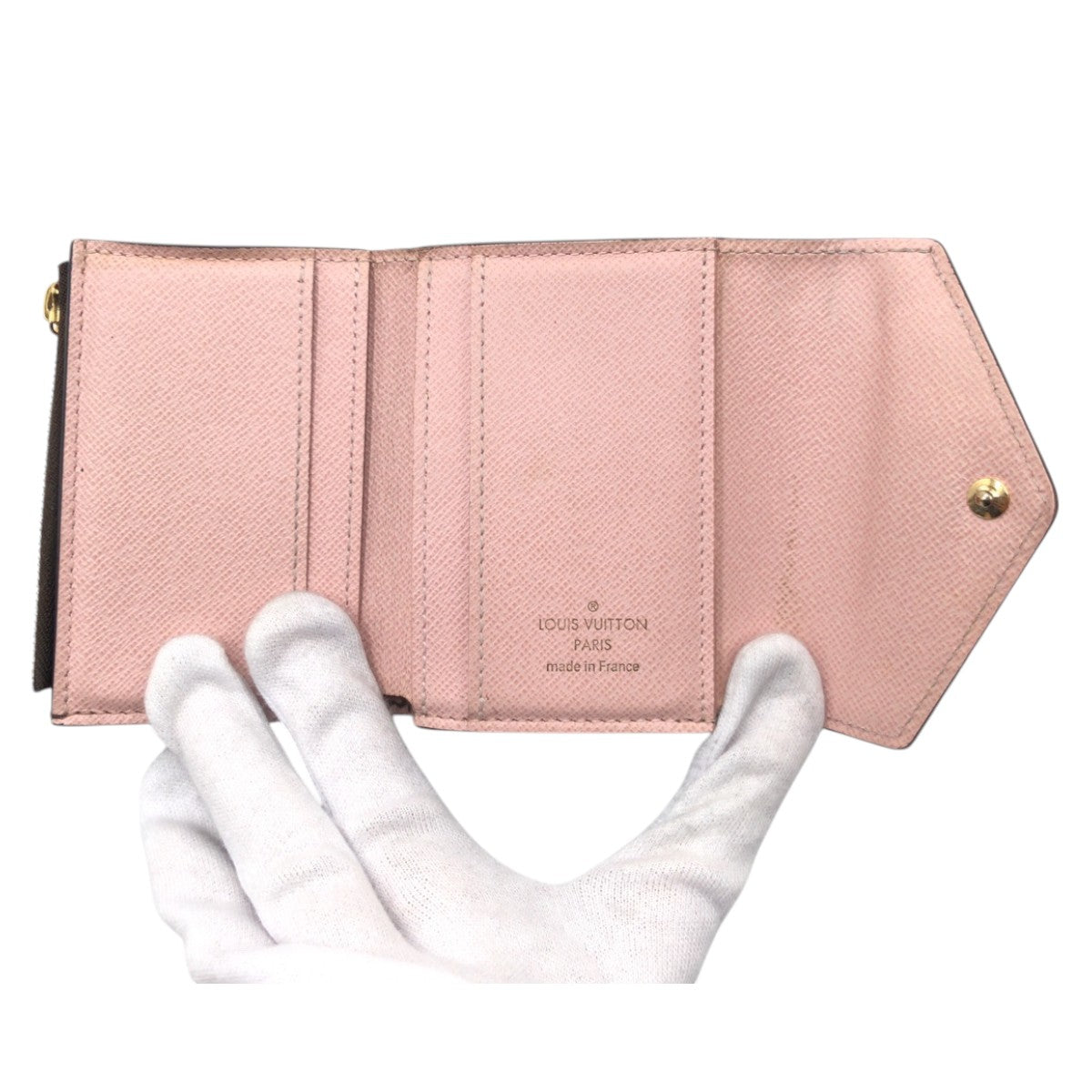 LOUIS VUITTON Tri-fold wallet M62933 PVC Brown Pink Rose Ballerone Monogram Portefeuille Zoe