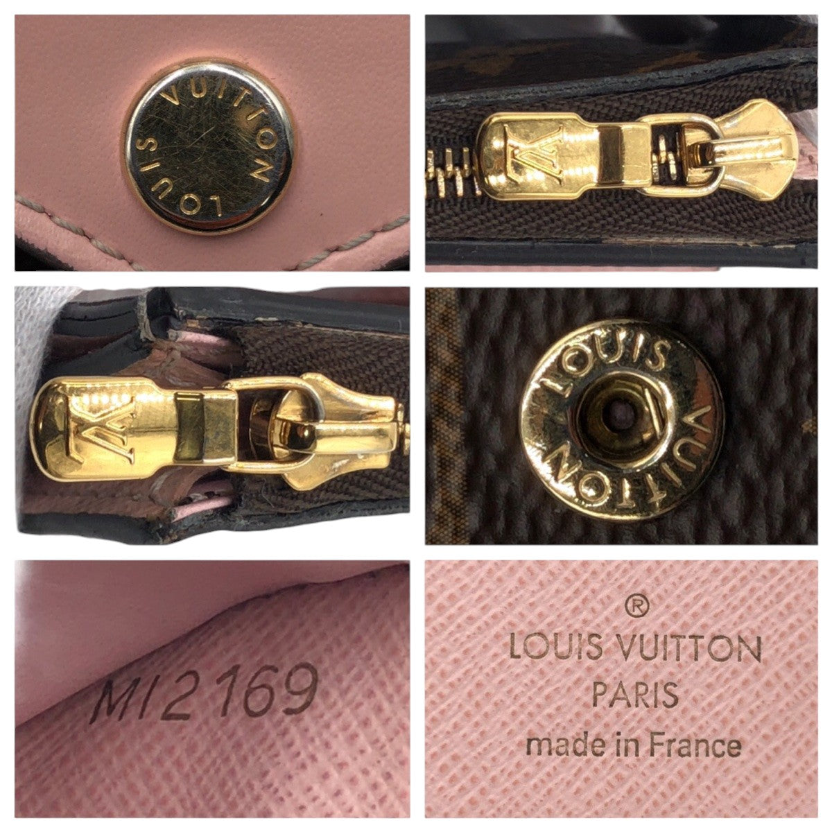 LOUIS VUITTON Tri-fold wallet M62933 PVC Brown Pink Rose Ballerone Monogram Portefeuille Zoe