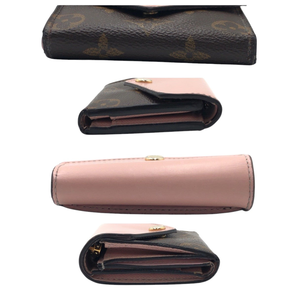 LOUIS VUITTON Tri-fold wallet M62933 PVC Brown Pink Rose Ballerone Monogram Portefeuille Zoe