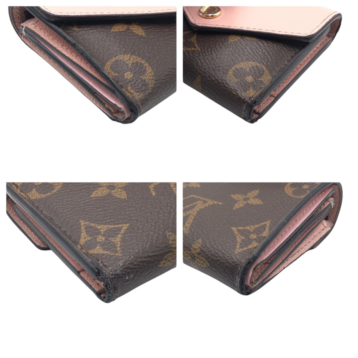 LOUIS VUITTON Tri-fold wallet M62933 PVC Brown Pink Rose Ballerone Monogram Portefeuille Zoe