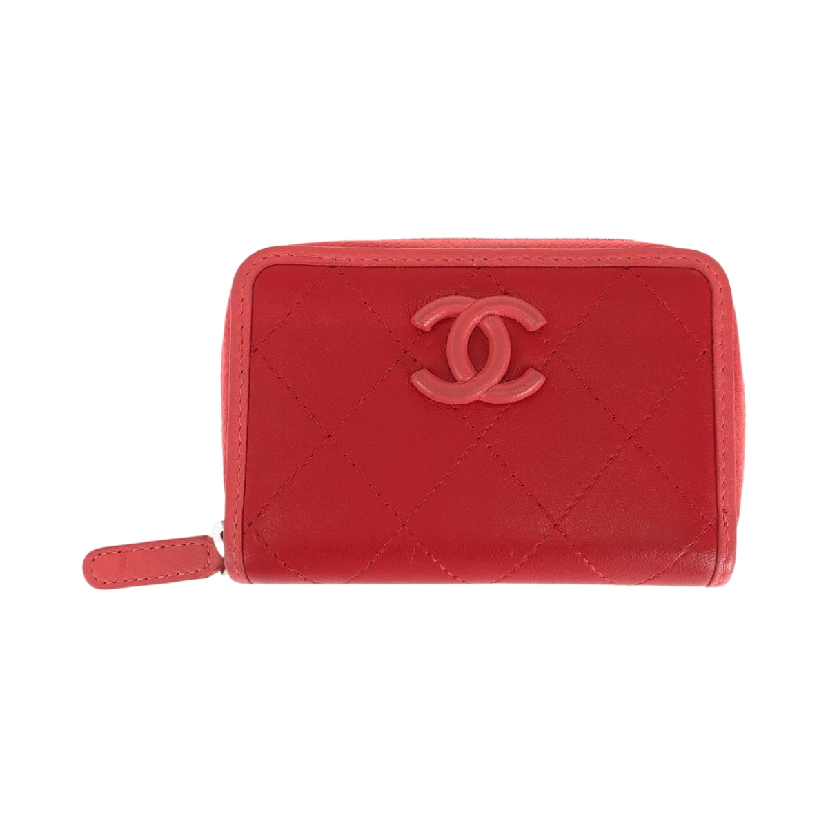 CHANEL Coin case lambskin Red Matrasse COCO Mark