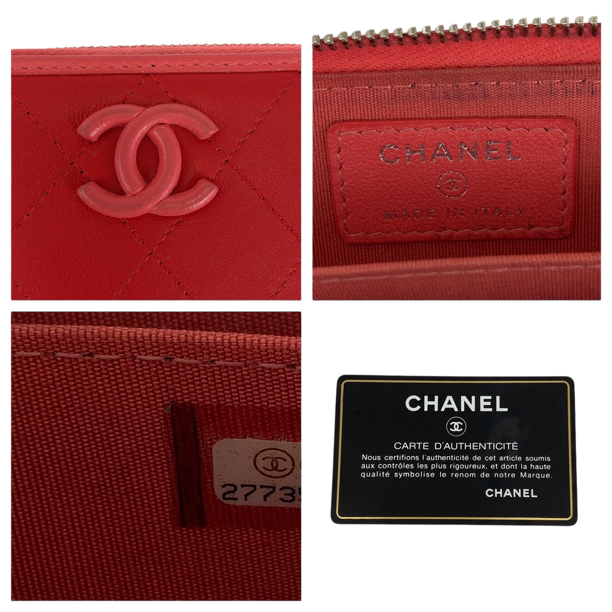 CHANEL Coin case lambskin Red Matrasse COCO Mark