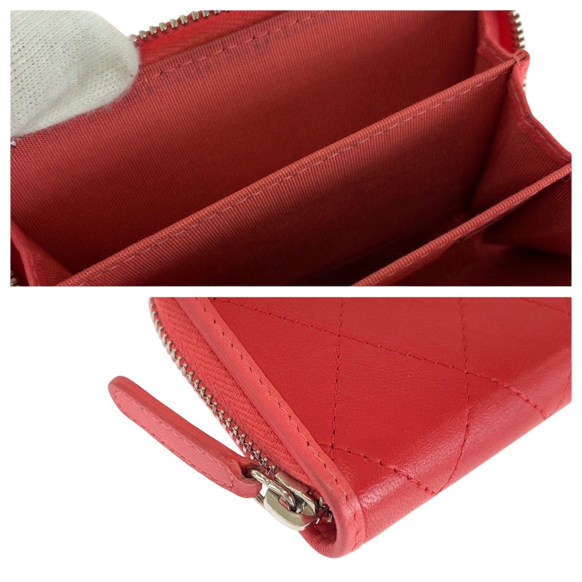 CHANEL Coin case lambskin Red Matrasse COCO Mark