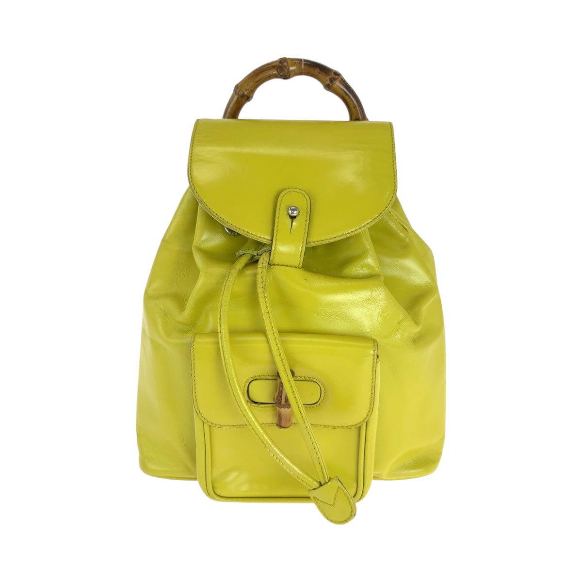 GUCCI Backpack 003 2034 0030 leather Yellow Brown SilverMetal Bamboo