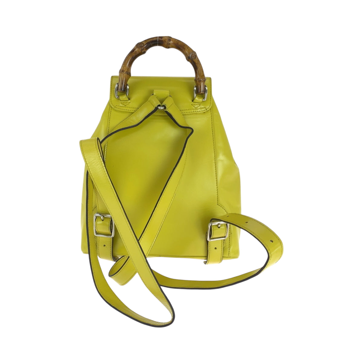 GUCCI Backpack 003 2034 0030 leather Yellow Brown SilverMetal Bamboo
