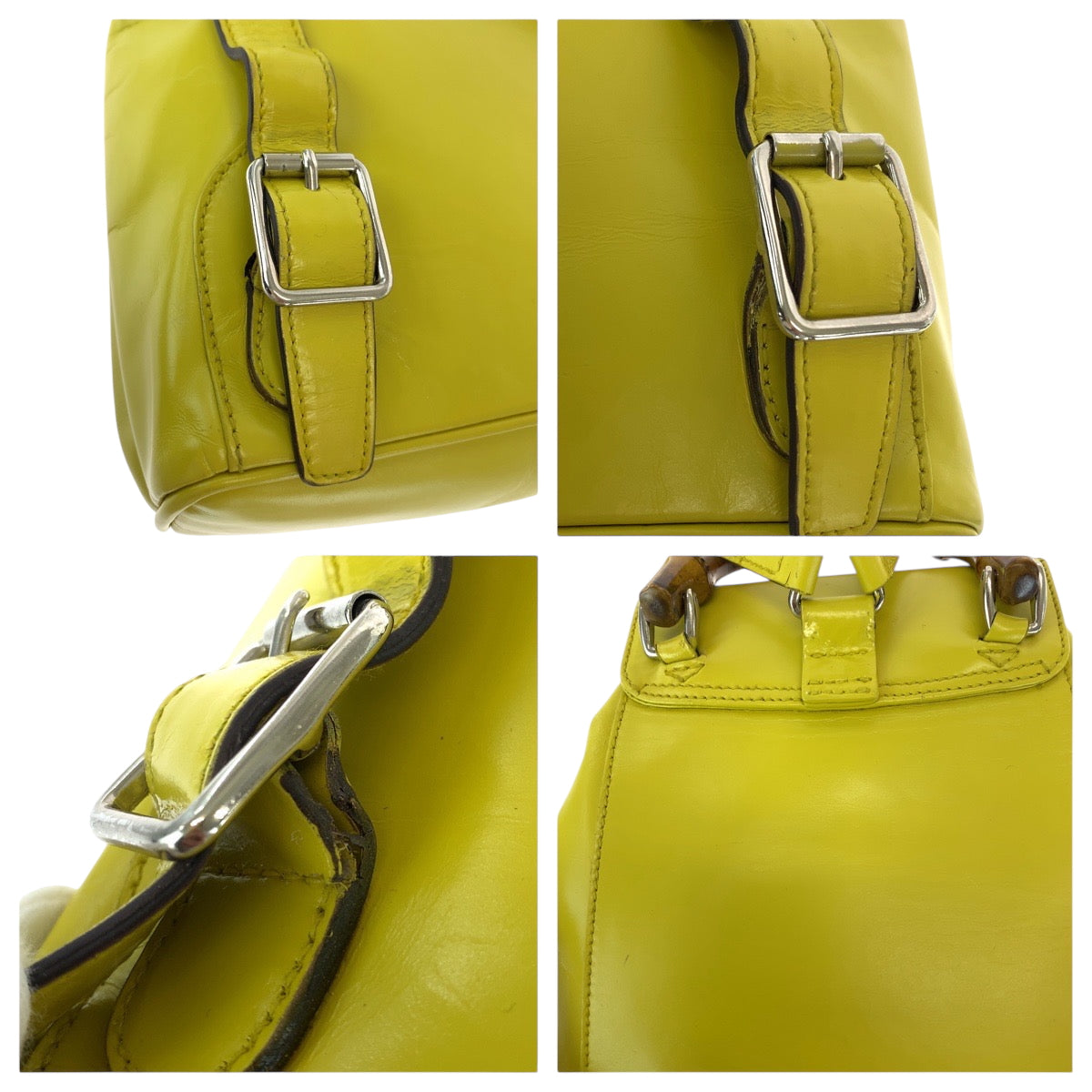 GUCCI Backpack 003 2034 0030 leather Yellow Brown SilverMetal Bamboo