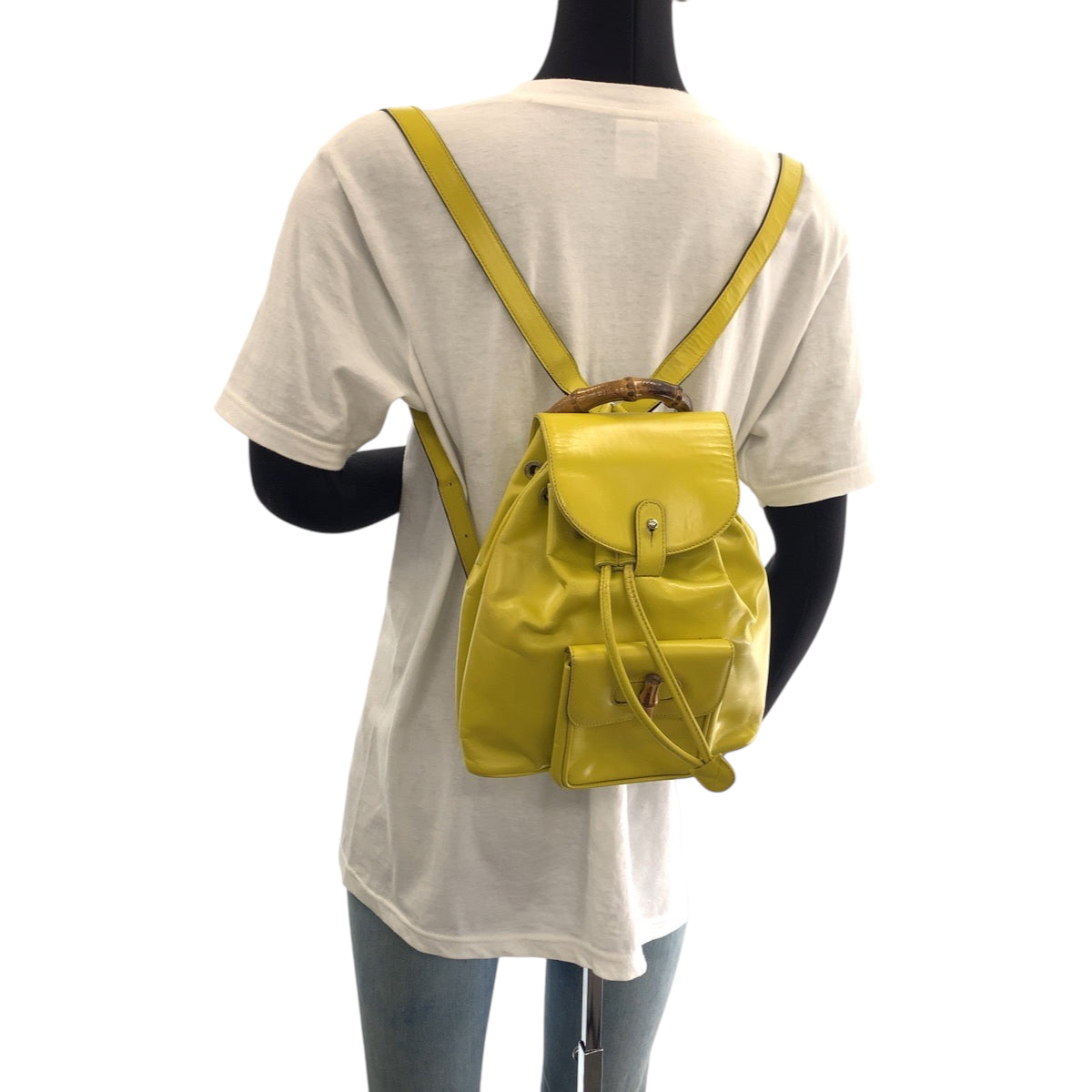 GUCCI Backpack 003 2034 0030 leather Yellow Brown SilverMetal Bamboo