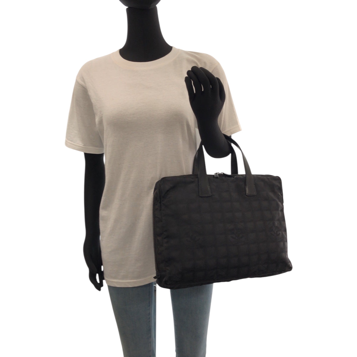 CHANEL Business bag A15974 Nylon Black SilverMetal New travel line COCO Mark