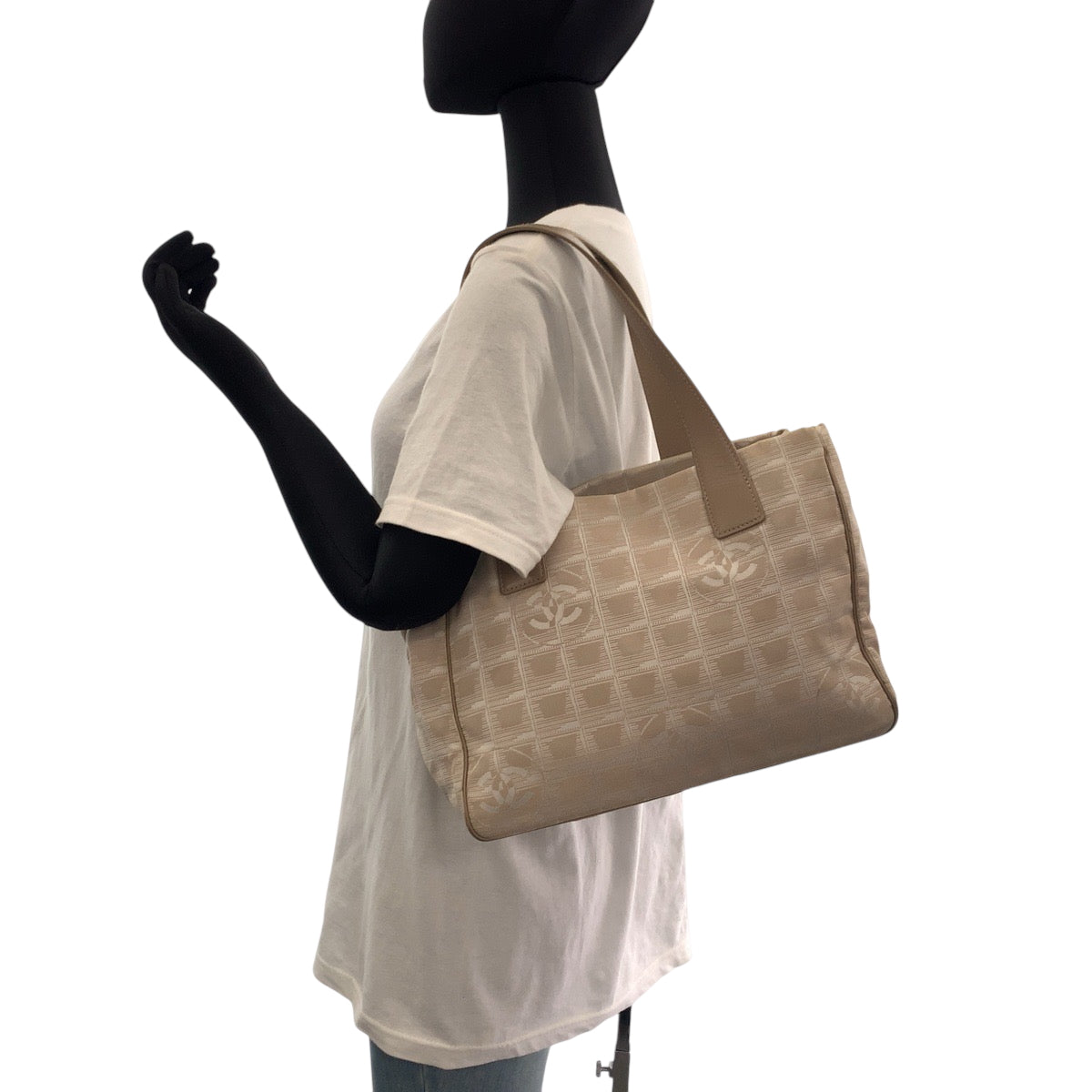 CHANEL Tote Bag canvas beige New travel line