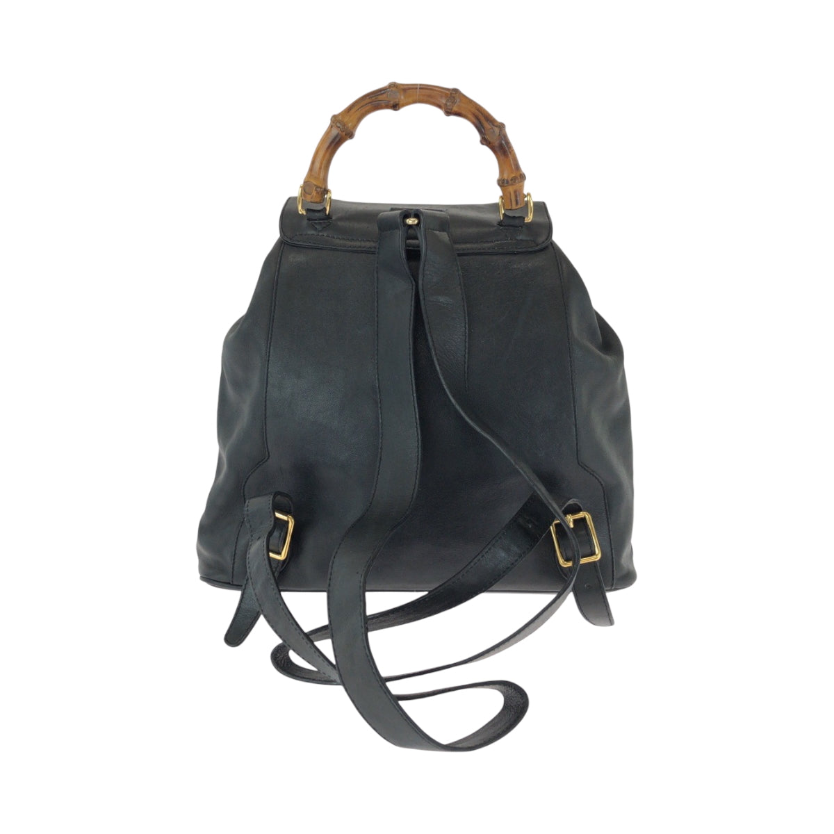 GUCCI Backpack 003 2058 0016 leather Black Brown Gold Metal Bamboo